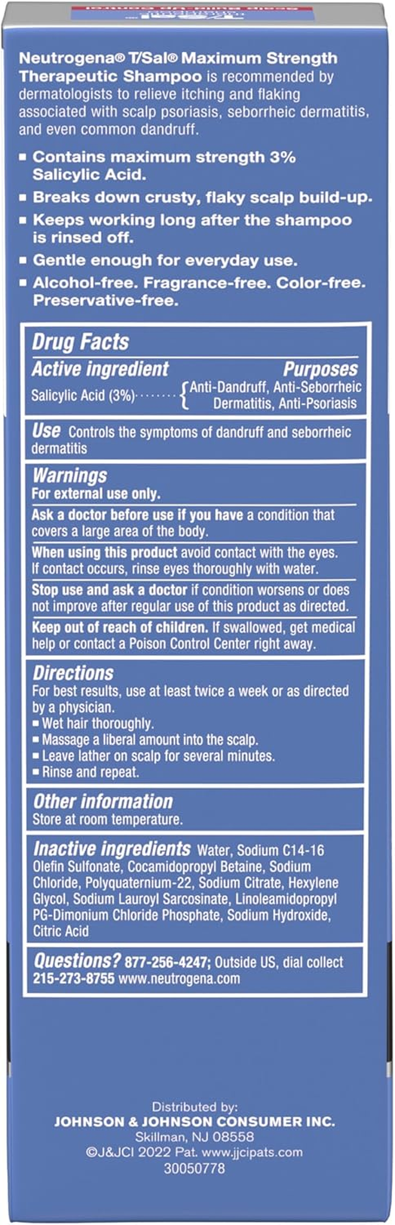 Neutrogena T/Sal Therapeutic Shampoo, Scalp Build-Up Control 4.5 Fl Oz Pack of (1) image number 2