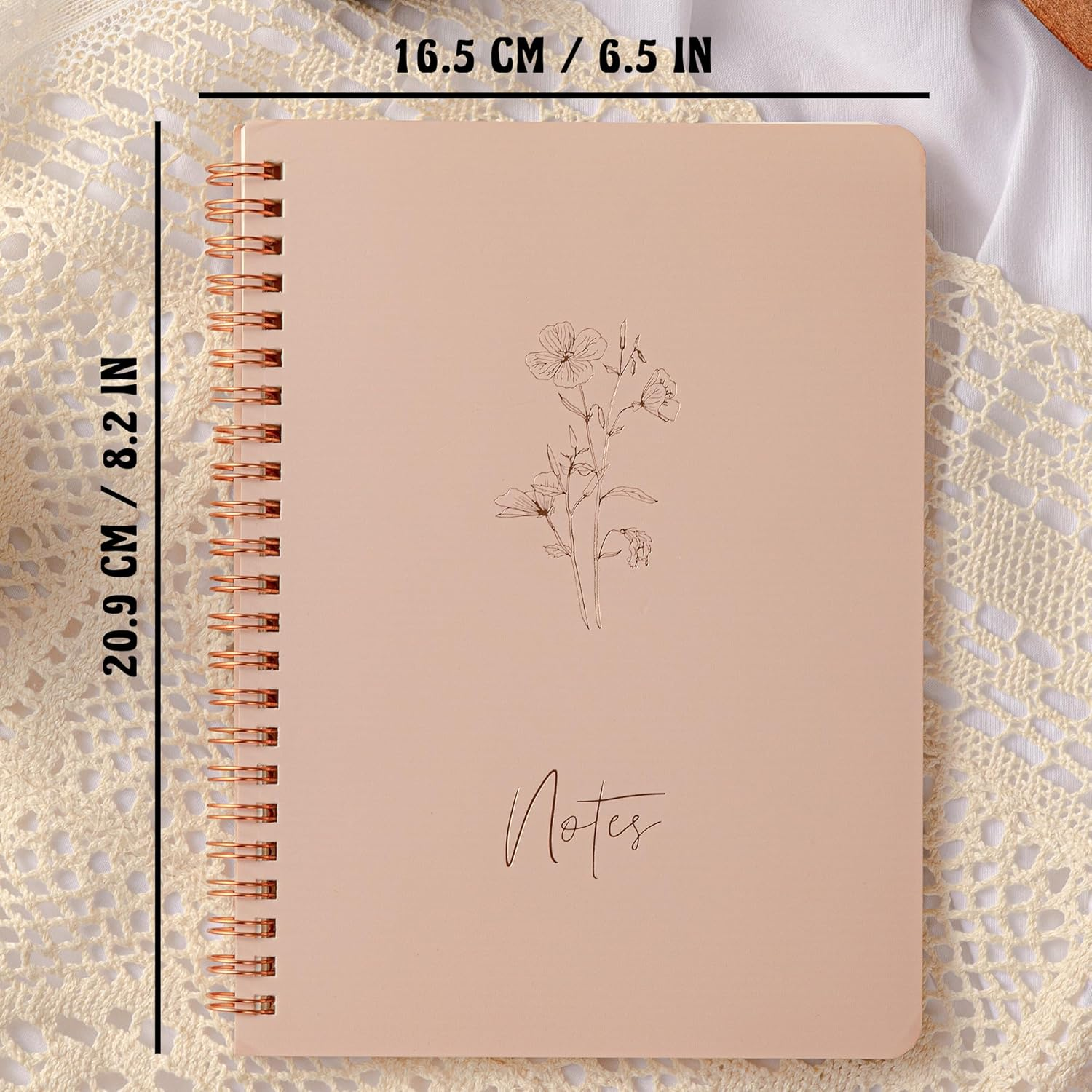 MGGAO Pack of 3 Spiral Notebooks for Women - Aesthetic Journal/Notebook with Large Pockets & 7 Mm 60 Sheets Lined Pages - for School and Office Supplies image number 2