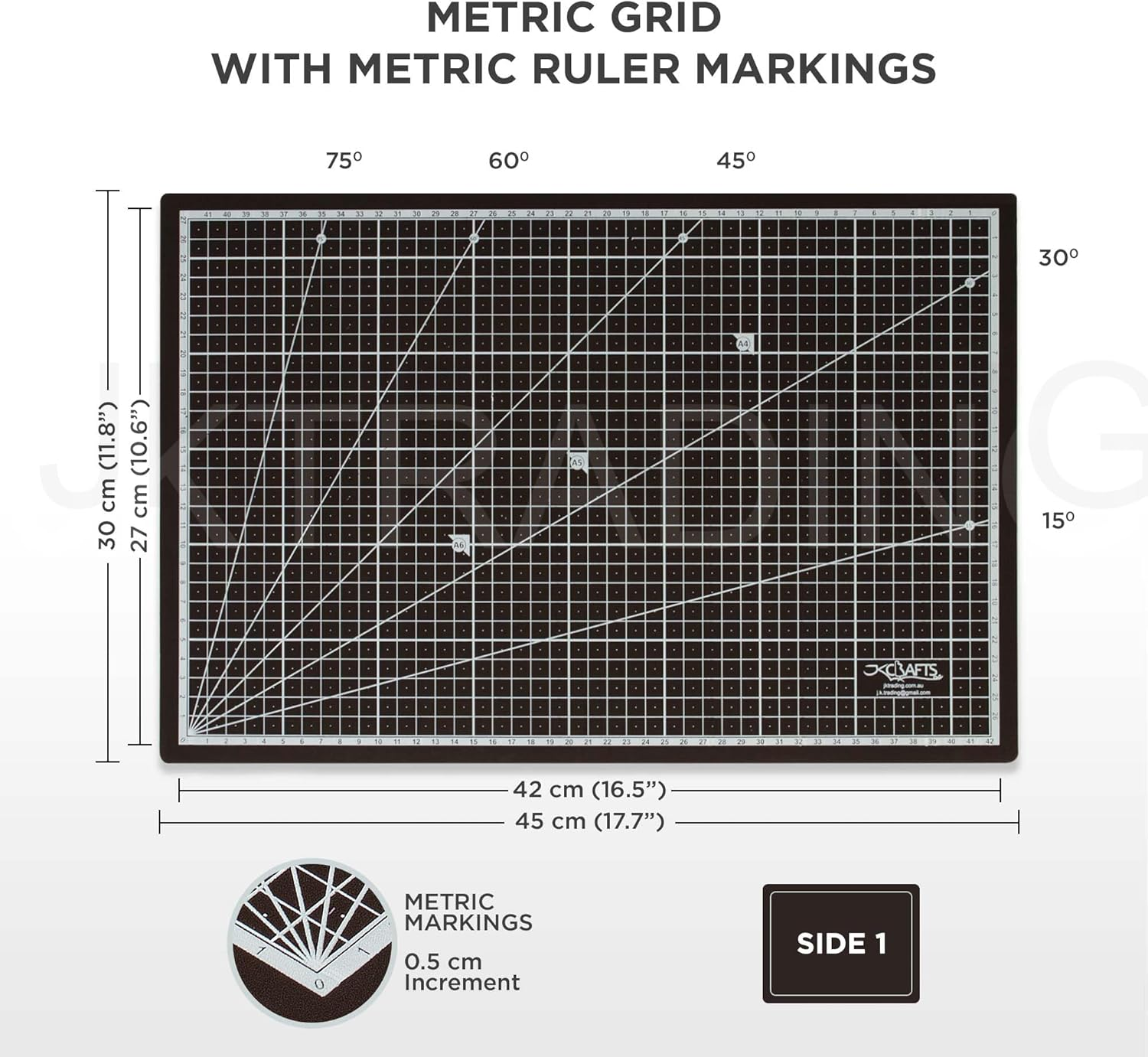 Jkcrafts Self-Healing Cutting Mat A3 Brown Coffee - Craft, Sewing, Quilting, Dressmakers Board - Rotary Mat image number 5