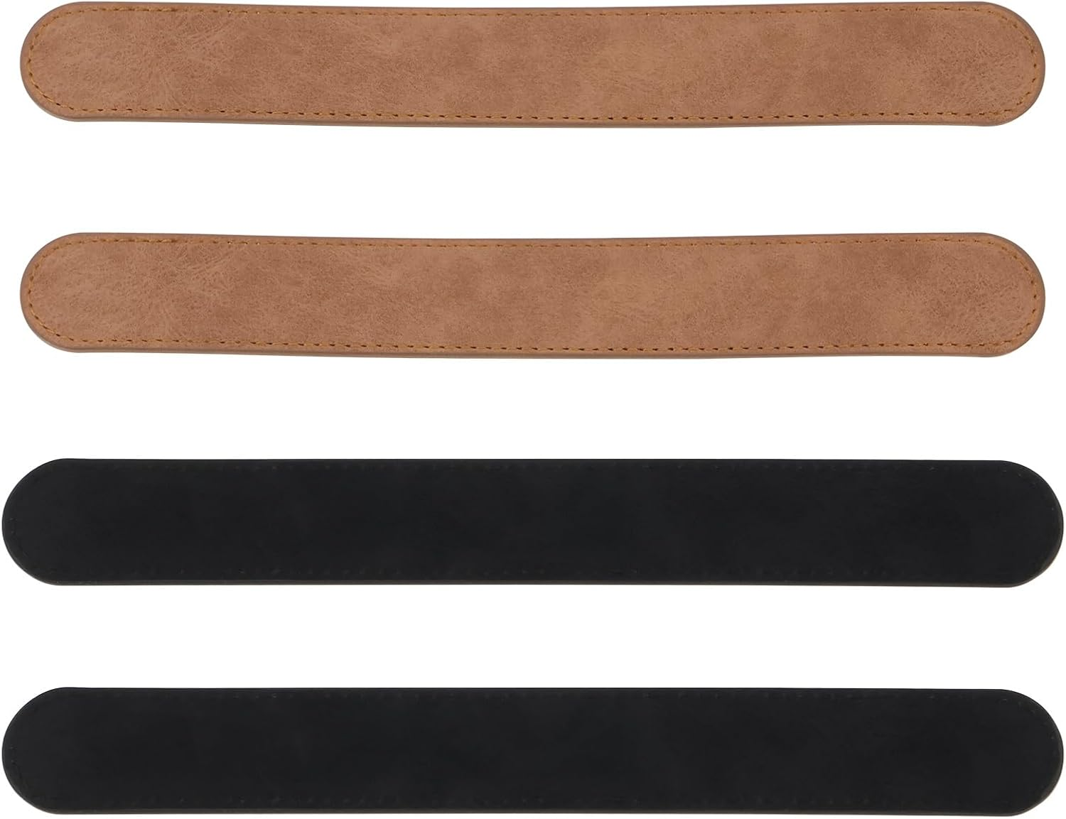 Briny River 4PCS Leather Luggage Handle 22.2X2.69X0.28Cm Carrying Strap for Suitcases and Kitchen Cabinet Drawers (Black/Brown) image number 3