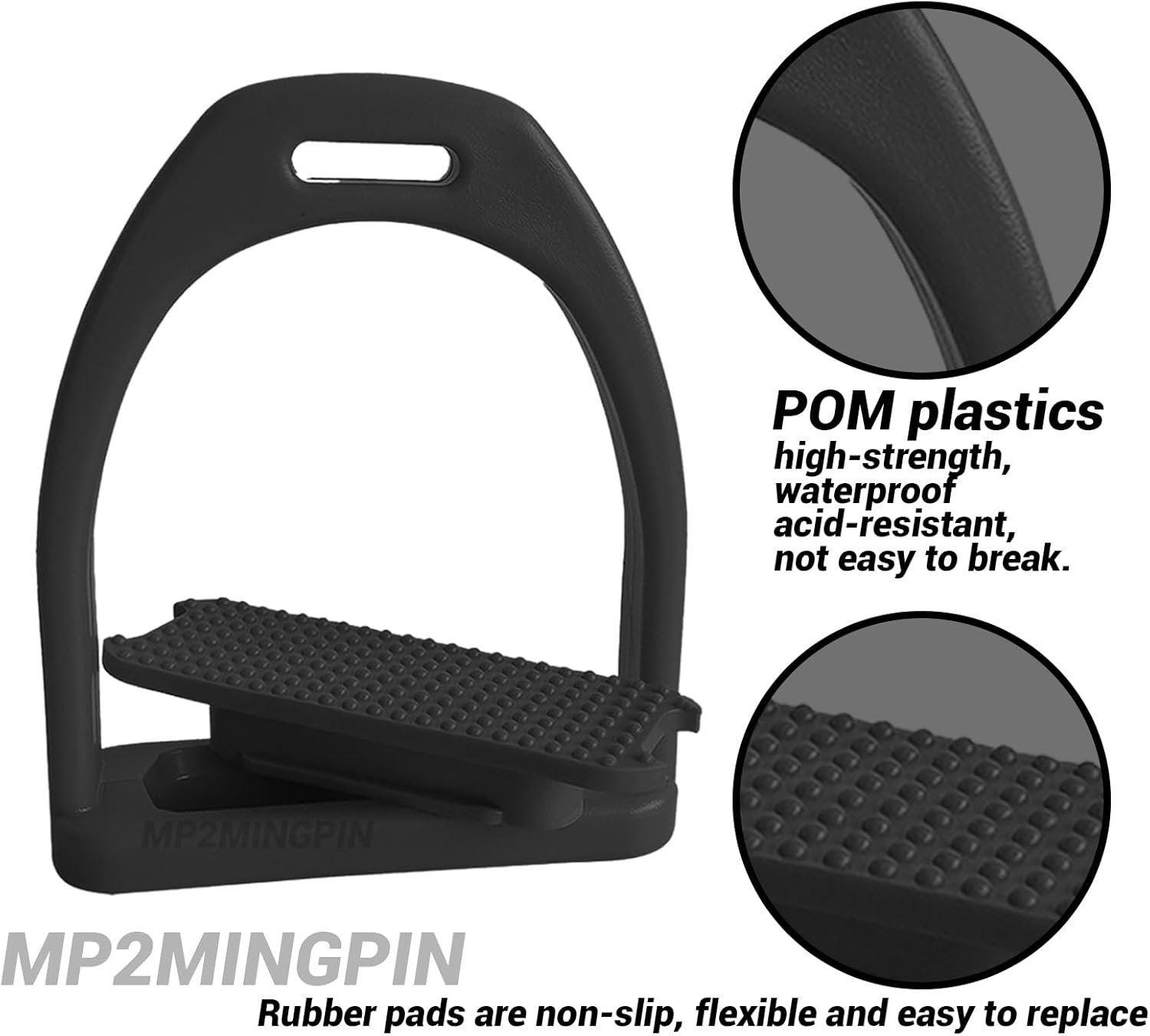 MP2MINGPIN Lightweight POM Plastic Stirrups, Rust-Resistant and Comfortable Equestrian Stirrups, English Stirrups for Daily Riding (Small) image number 4
