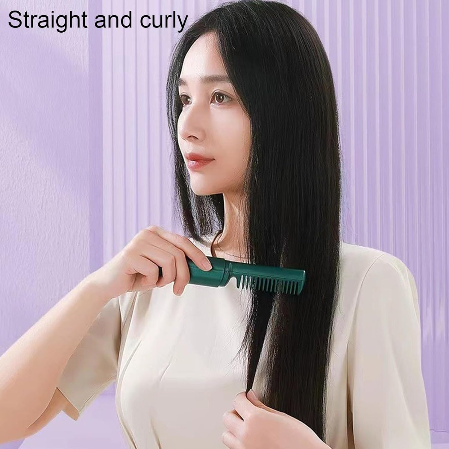 Rechargeable Quick Straightening Brush, Travel Friendly Fast Hair Straightener, Cordless Electric Hairbrush, Lightweight Heated Hairbrush, 3.5Cm/1.37In X 18.5Cm 7.28In for Women image number 6