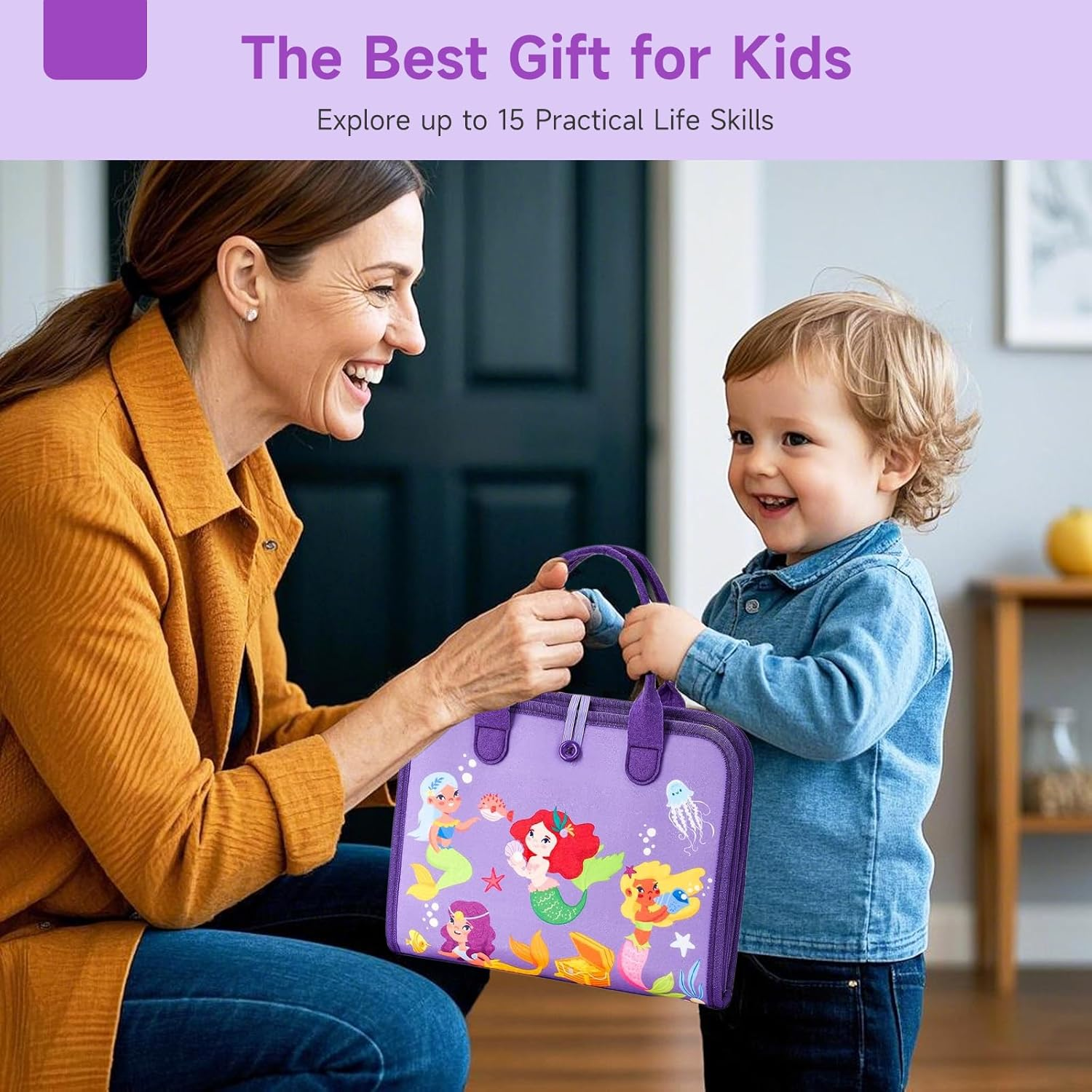 LMXMGRG Toddler Busy Board Montessori Busy Book Learning Sensory Toys for 3 Year Old,7 in 1 Toddler Toys for Learning Fine Motor Skills Birthday Christmas Stocking Stuffers Gifts image number 6