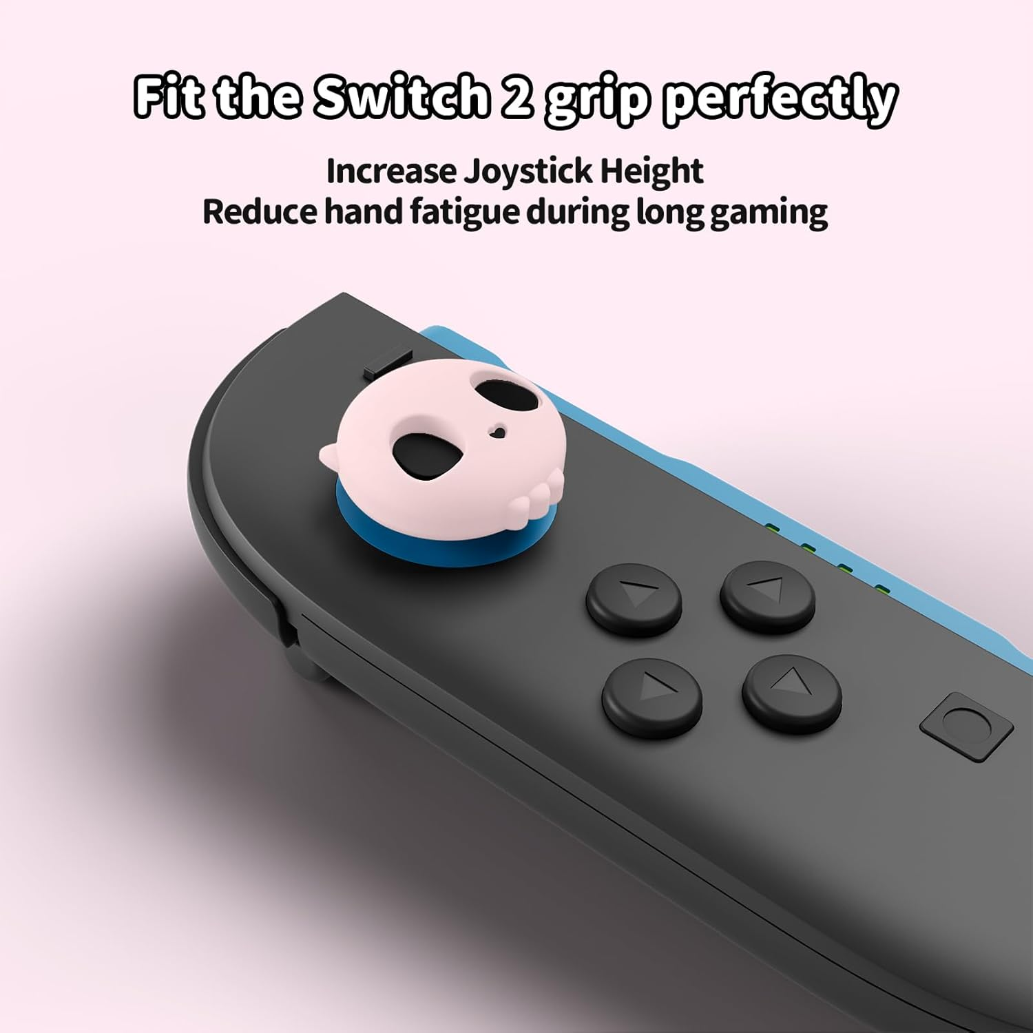 Geekshare Skull Joystick Caps Compatible with Nintendo Switch 2, Anti-Slip Silicone Thumb Grip Caps for Switch 2025, Black & Pink, 4PCS - Pink  Black image number 2
