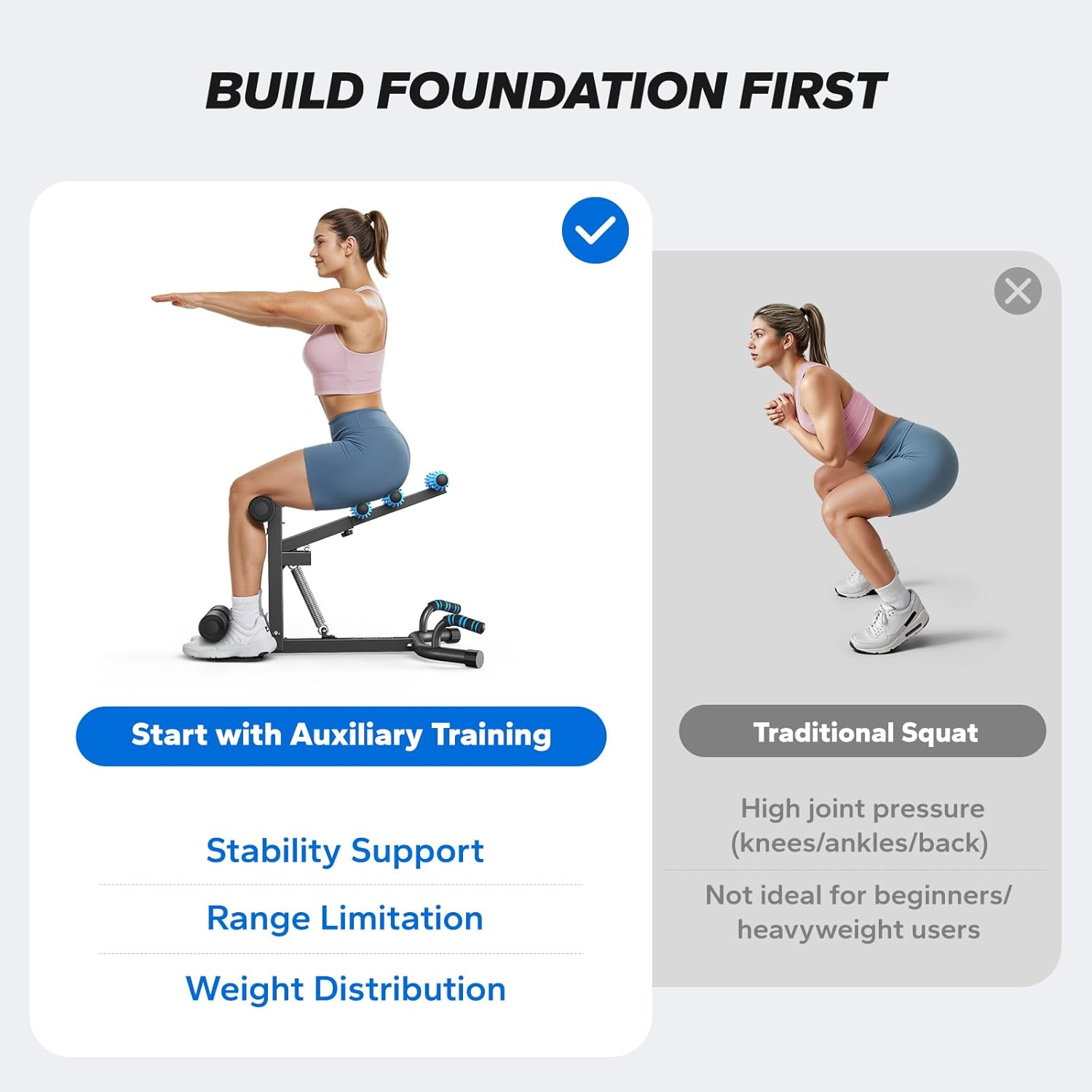 MERACH Deep Squat Machine for Women, Adjustable Glutes Trainer Machine, Core & Leg Exercise, Push up Workout Equipment at Home Gym image number 4