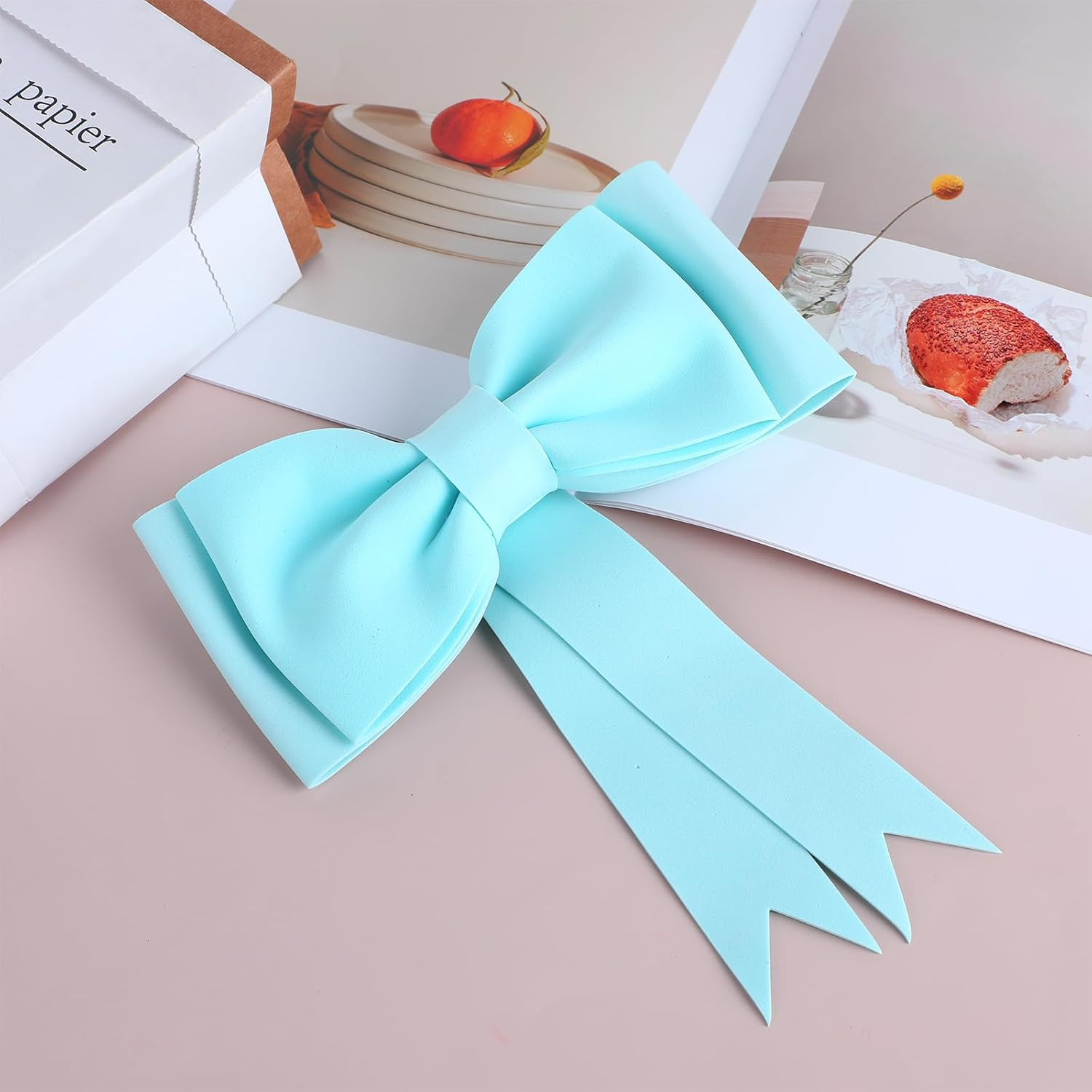 Bow Cake Topper, Oversized Blue Bow Birthday Cake Toppers Bow Cake Decoration Princess Cake Topper Wedding Cake Toppers Cake Decorating Kit for Girl Birthday Wedding Party Cake Decorations Supplies image number 4