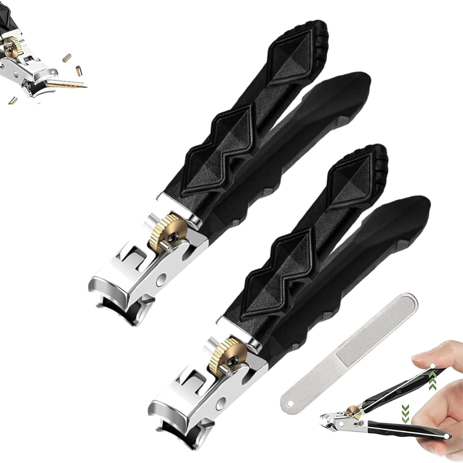 Zoerely Orthoclip, Goredny/Fanyil/Glosrity/Glosritystore Orthoclip Nail Clippers, Wide Jaw Opening Nail, Double Configuration of Oblique and Flat Mouth, Splash-Proof Design, for Thick Nails (2Pcs*Slant Blade)