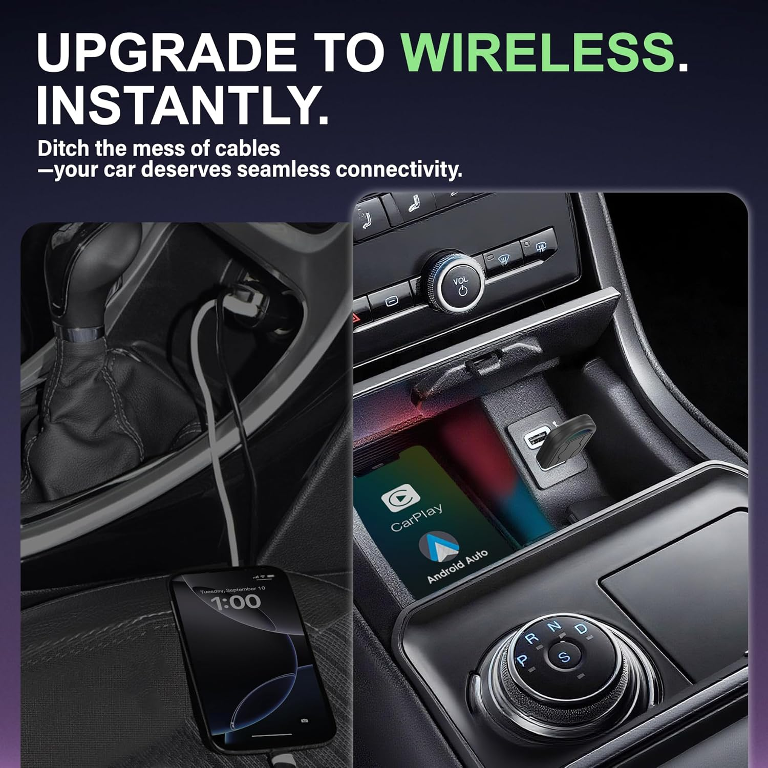 2-In-1 Mini Wireless Carplay Adapter for Apple Carplay & Android Auto,Upgrade Wired to Wireless, Fast Auto-Connect, Plug & Play (Ios 10+, Android 10+, 2016+ Cars) 1Pcs image number 6