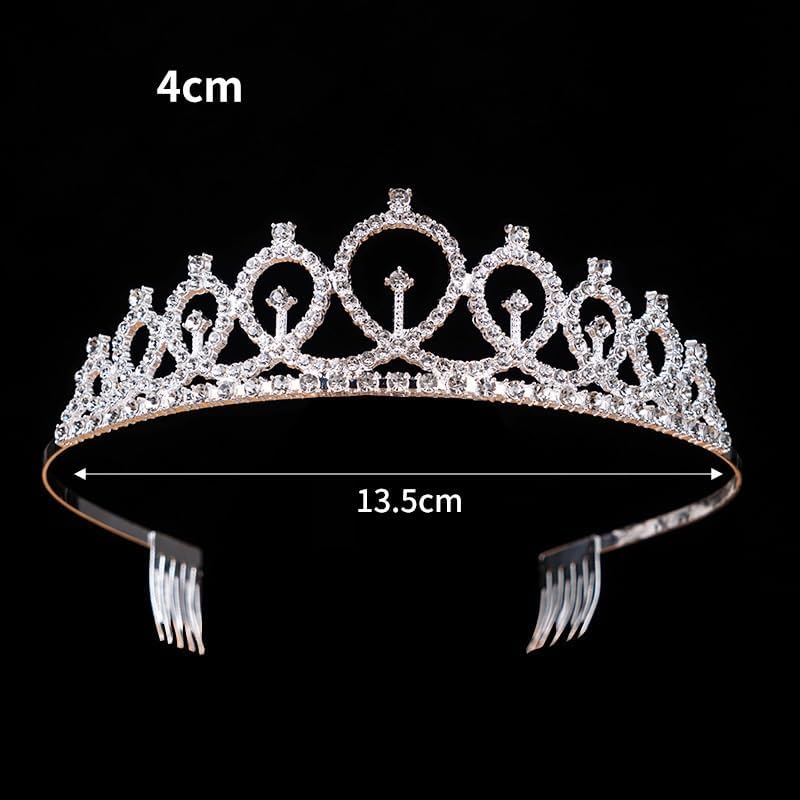 Birthday Crystal Queen Comb Headband for Women and Girls, Princess Rose Hair Rhinestone Accessories for Wedding Prom Birthday Halloween Costume (Silver, One Size) image number 4
