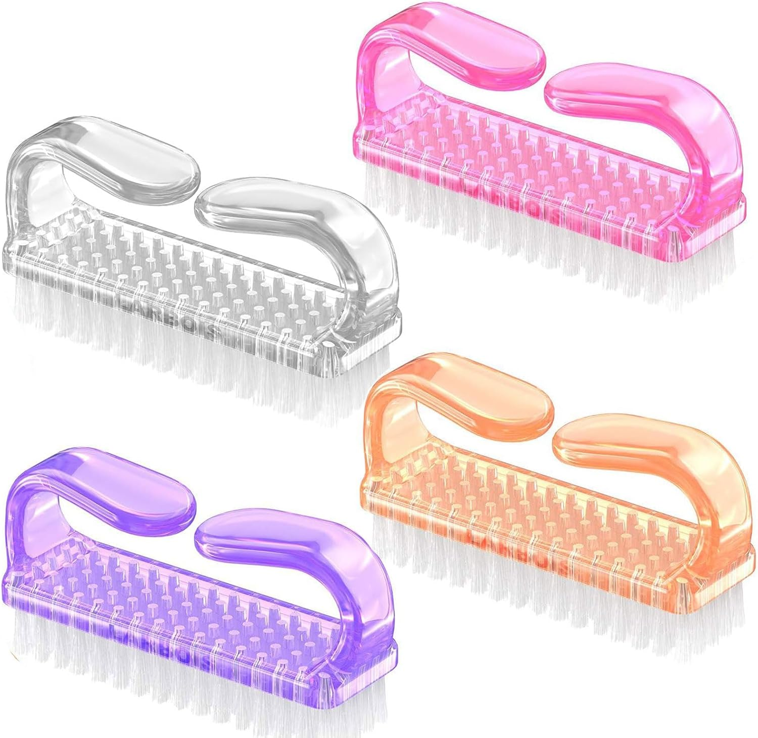 Fengea Handle Grip Nail Brush 4 Pack Soft Bristle Sturdy Plastic Handle Fingernail Brushes for Men Women Pedicure Manicure Cleaning, Compact Size 8.0 &times; 2.6 &times; 4.0 Cm, Assorted Bright Colours image number 4