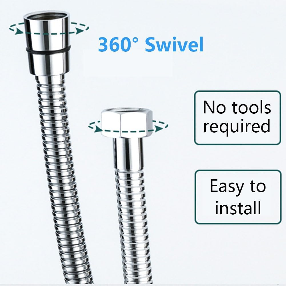 Vekol Shower Hose 1.5M/59Inch Stainless Steel Shower Head Hose Replacement Handheld Shower Head with Brass Fittings, Flexible Hose Extension, Universal Shower Hose Replacement (1.5 Meter) (1.5 Meter) image number 4