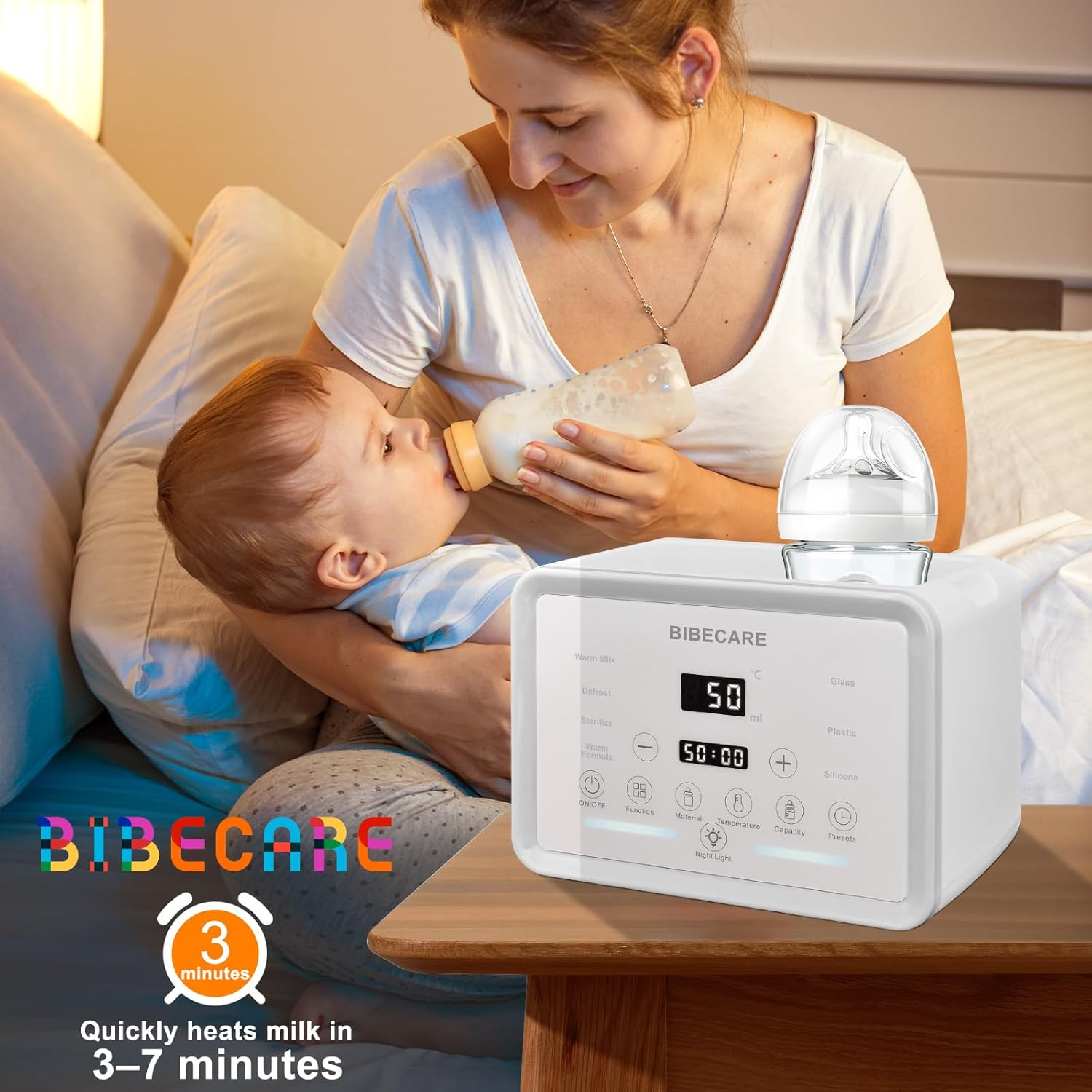 Bottle Warmer for Breastmilk & Formula &ndash; Baby Double Bottle Heating with Temp Display, Keep Warm 48H, Defrost, Clean Steam, Night Light, Bpa-Free &ndash; Fits Glass & Plastic & Silicone Bottles image number 4