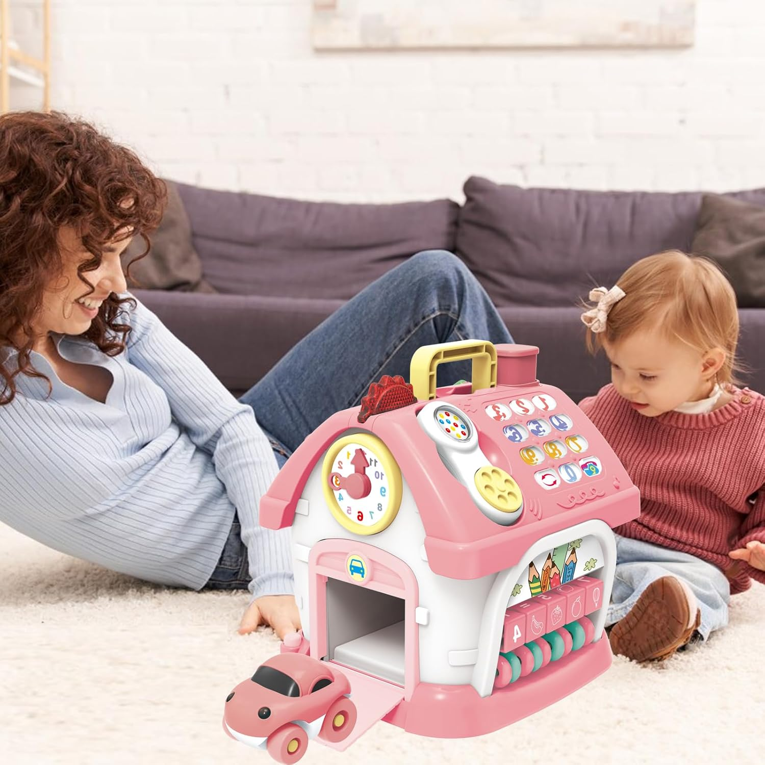 Montessori Toys for 1+ Year Old Girls,Baby Musical Toys for Toddler 8 in 1 Multi-Functional Smart Learning House,Educational Toys for Kids,First Christmas and Birthday Gifts for Baby Girls (Pink) image number 6