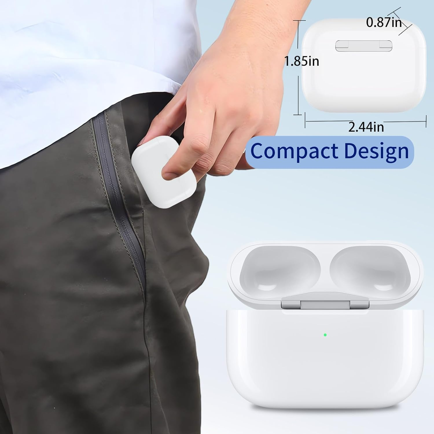 Wasailife Wireless Charging Case Compatible with Airpods Pro 3Rd 2025(Not for Pro 2Nd), USB-C Port Airpods Pro 3 Charging Case Replacement, Earphones Not Included image number 1