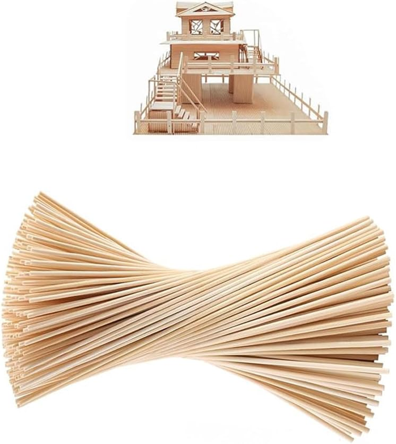 150Pcs Wooden Sticks,Natural round Wood Dowel Rods 1/8 X 12 Inch,For DIY Crafts Model Making(300X3Mm)