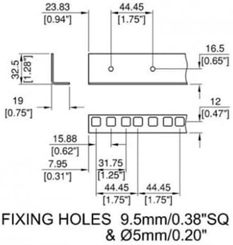 Penn Elcom Steel Rack Strip with Square Holes 2Mm Thick (6U)
