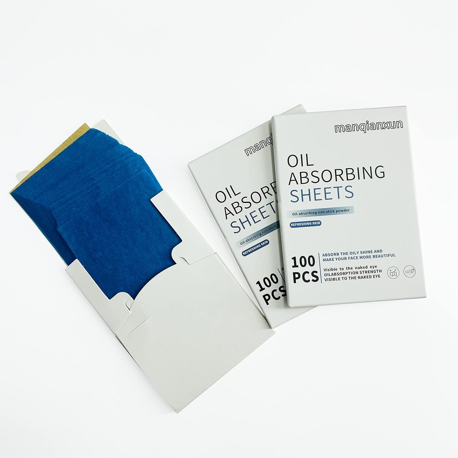 Manqianxun Premium Oil Blotting Paper Sheets, Translucent, Soft Face Blotting Paper Stay Skin Fresh and Smooth, for Facial Skin Care & Make Up(Blue) (300Pcs) image number 2