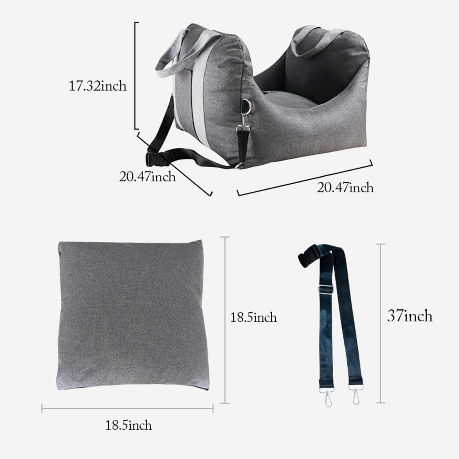 Dog Car Seat Puppy Booster Seat under 22,Jovala,Travel Carrier Bed for Small and Medium Pets Bed with Safety Belt,Removeable Cushion,Pockets Portable Washable (Dark Grey) image number 3