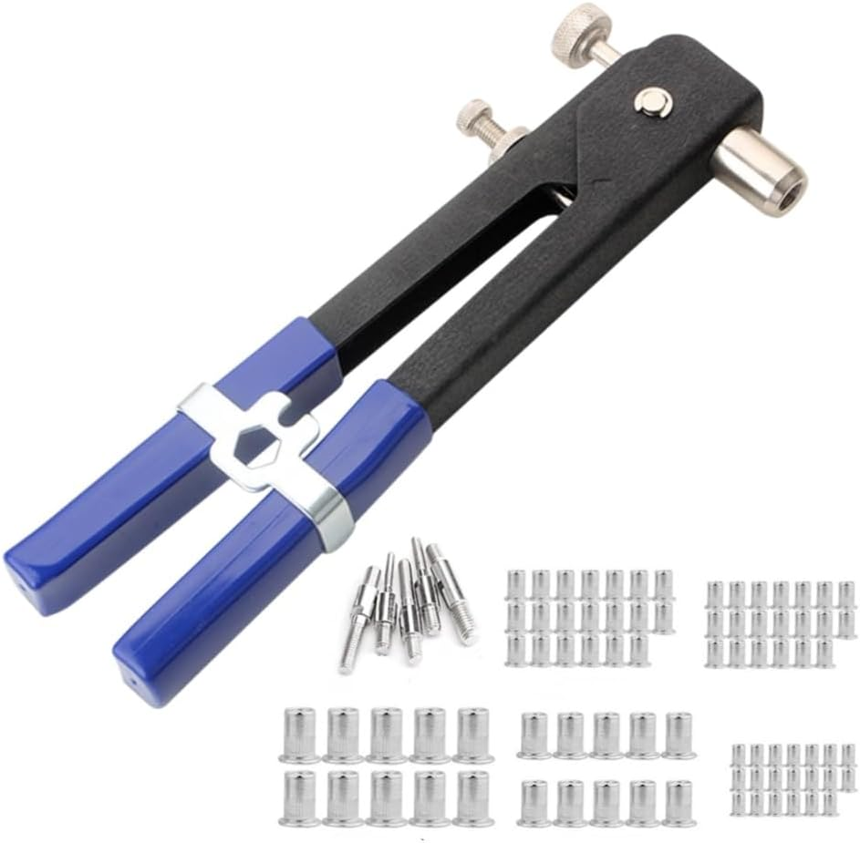 Poemtian Threaded Rivet Gun Kit,Hand Riveter Rivnut Nutsert Riveting Set,Nut Setter Insert Tool for Furniture, Decration, Car, Trailer, Boat, and More image number 2