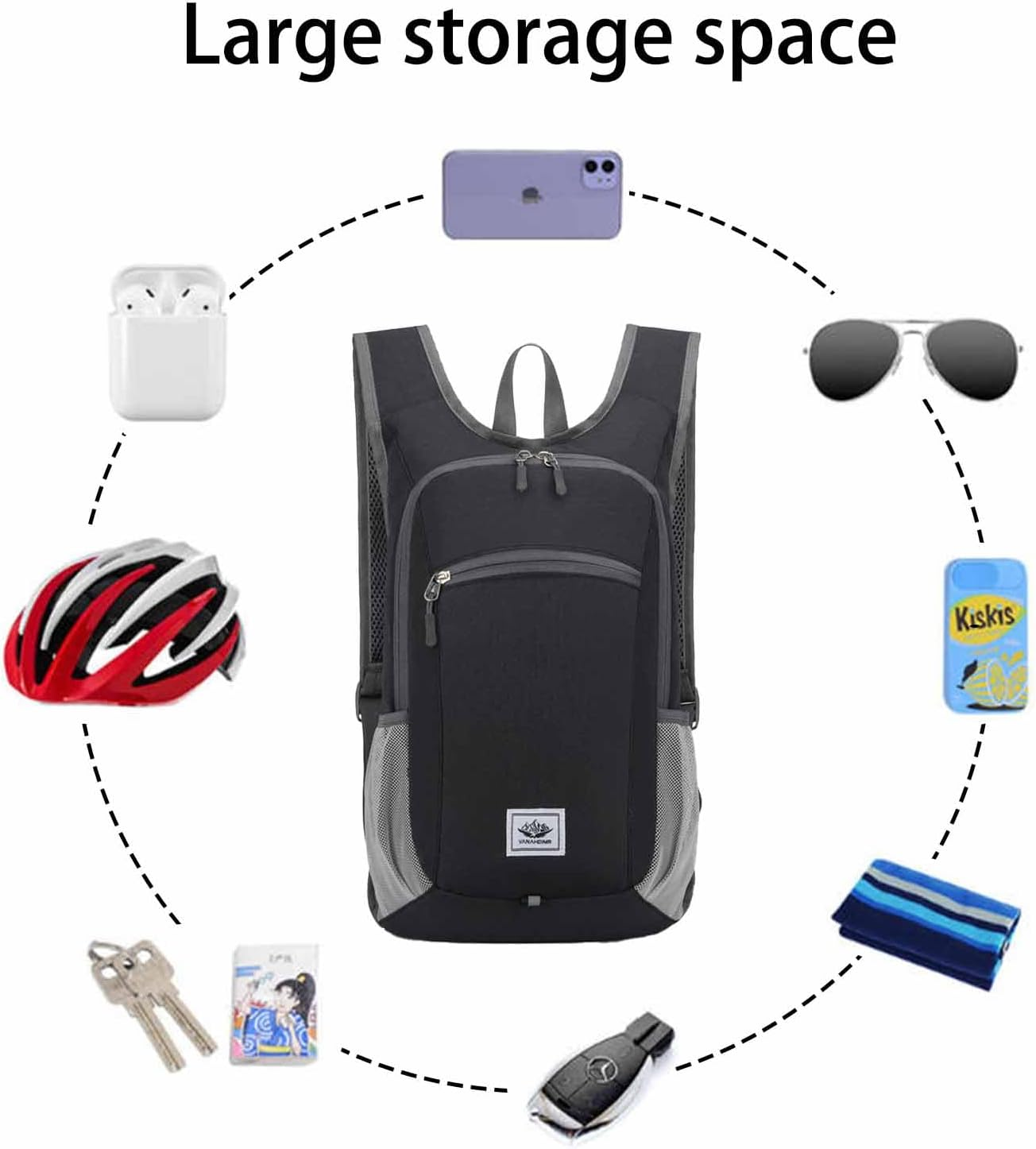 Mountaineering Folding Backpack, 12L Small Travel Backpack, Lightweight Foldable, Daypack Packable Camping Backpack, for Women Men