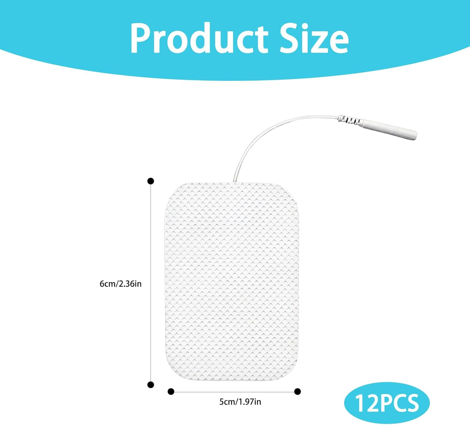 12 Pieces of Tens Machine Pads, Rectangular 5 * 6 Massage Patch Conductive Gel, Physiotherapy Electrode Patch, 2Mm Pin Connector Pin Type Non-Woven Fabric Compatible with Most Tens Machine