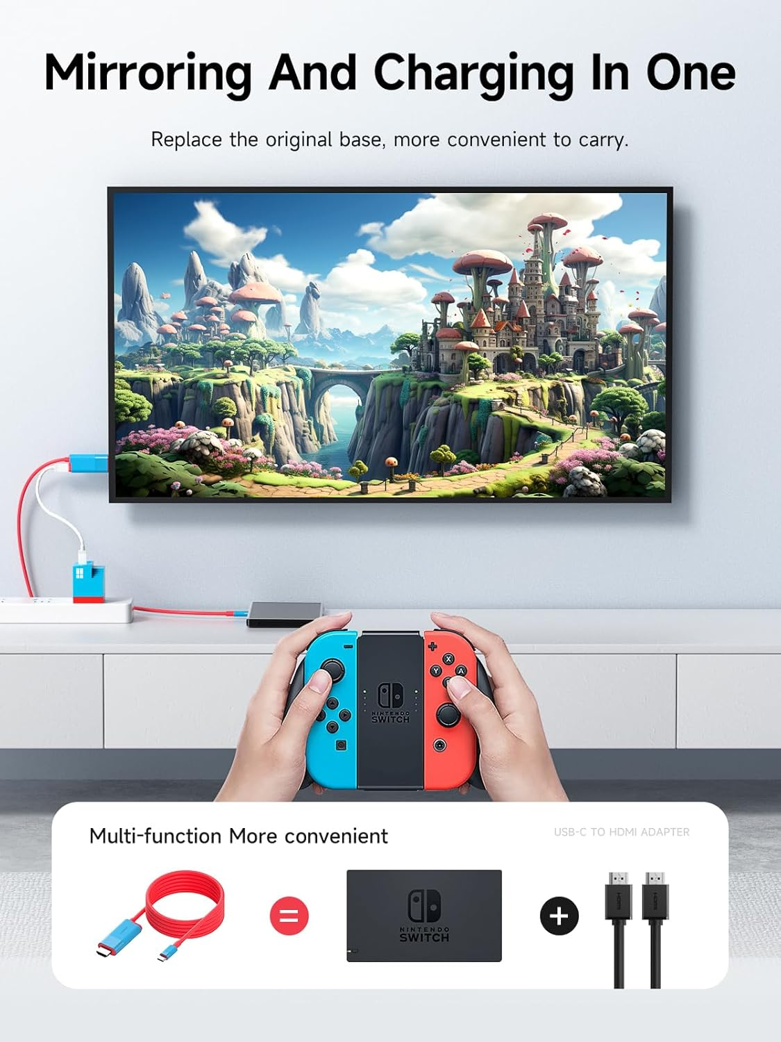Hagibis Switch Dock for Nintendo Switch & Switch OLED, USB C to HDMI Cable Adapter with 4K@60Hz HDMI, 100W Power Delivery, Type-C to HDMI Adapter for Laptop, Tablet, Steamdeck, ROG Ally (Blue 60Hz) image number 6