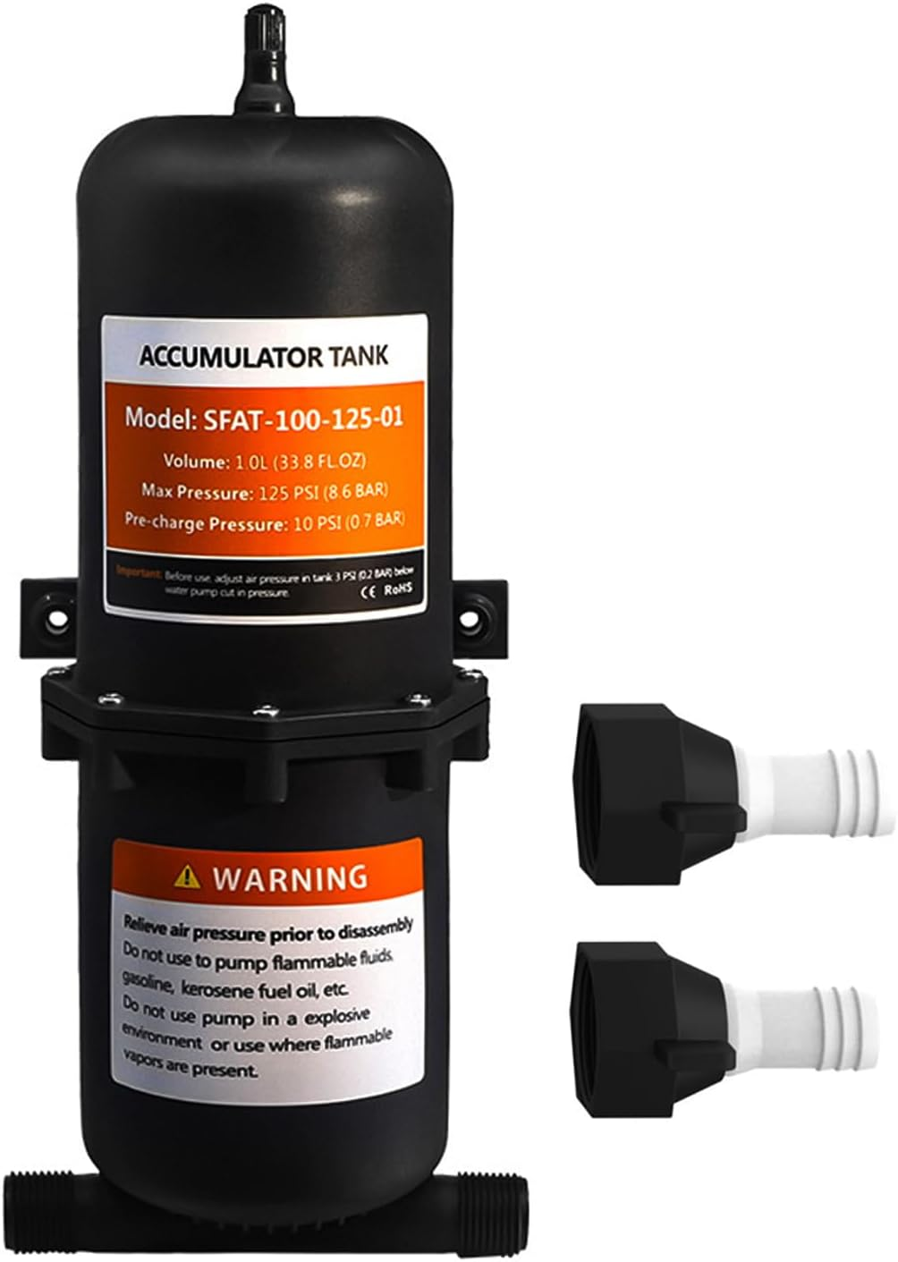 Mtsmart RV Accumulator Tank, 1 L RV Pre-Pressurized Accumulator Tank for RV, Motorhome, Travel Trailer, Caravan,Camper Truck, Boat, Marine,Reduced Pump Cycling Yacht Water Accumulator Tank image number 4