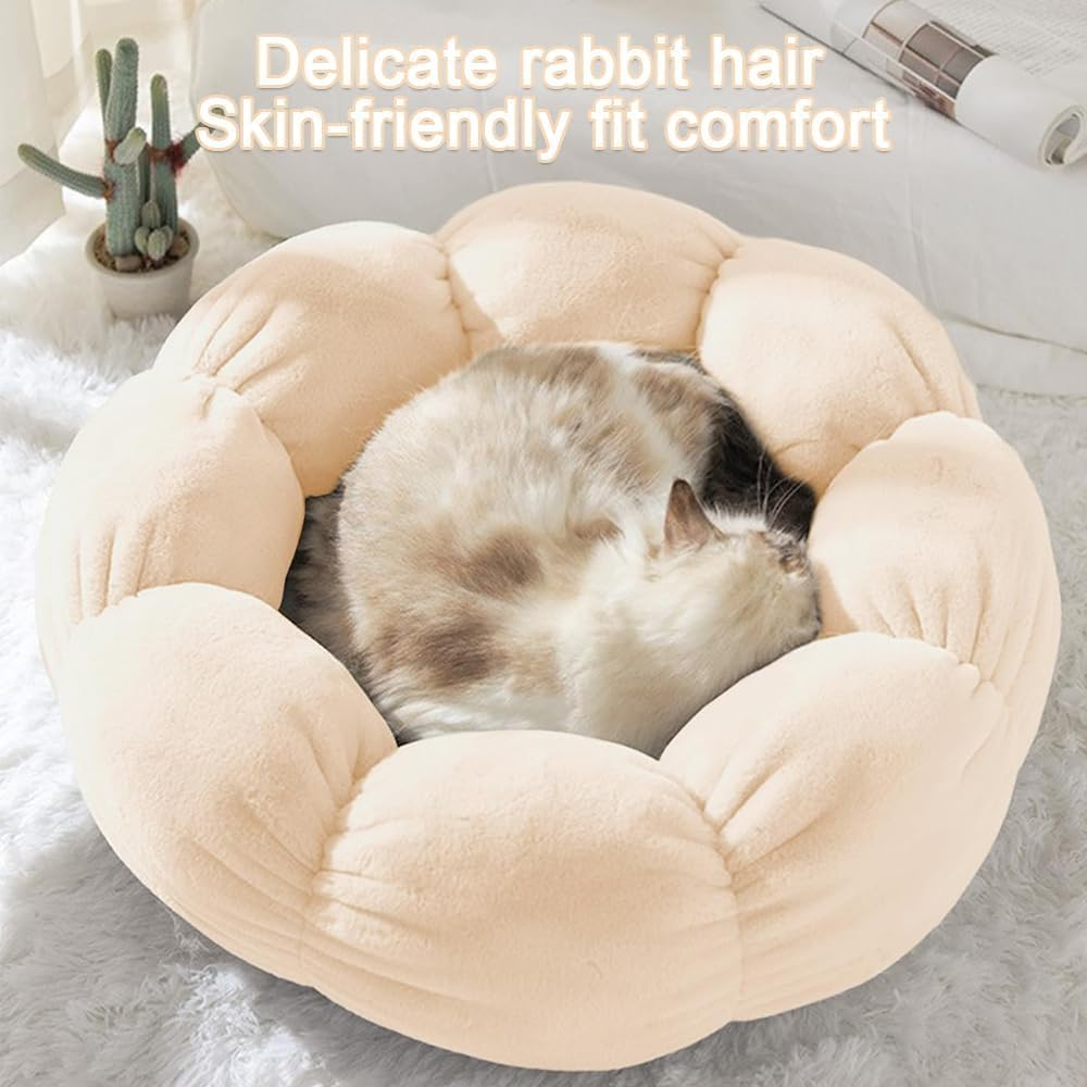 21 Inch Pet Bed, Washable and Non-Skid Cat Dog Bed, Soft Plush Warm Winter Puppy Bed for Small and Medium Dog Puppy Kitten Kitty Sleeping, Fits up to 20 Lbs