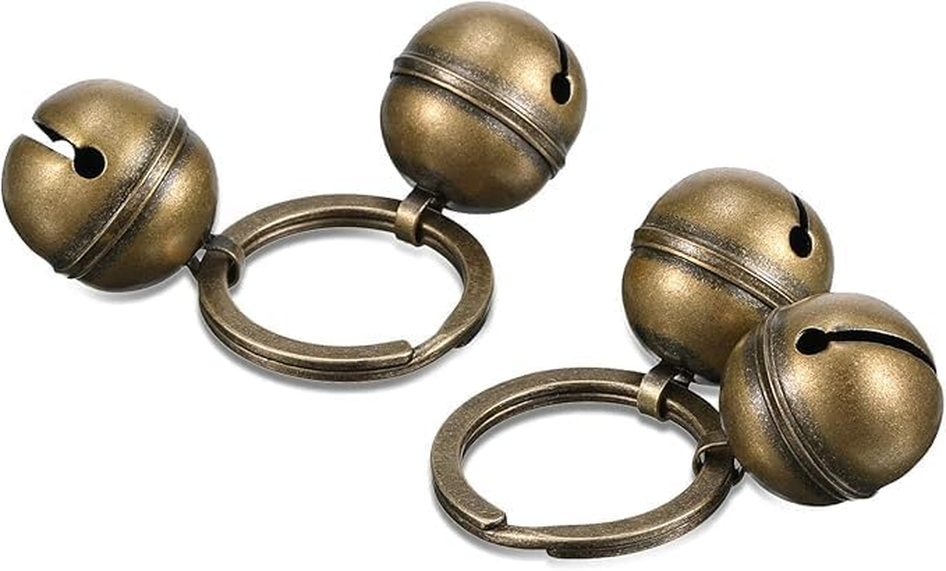 2 Strings in 4 Pieces Dog Cat Bells for Collar Loud Brass Pet Bells with Key Rings Pendant Accessories Pet Tracker for Training image number 2