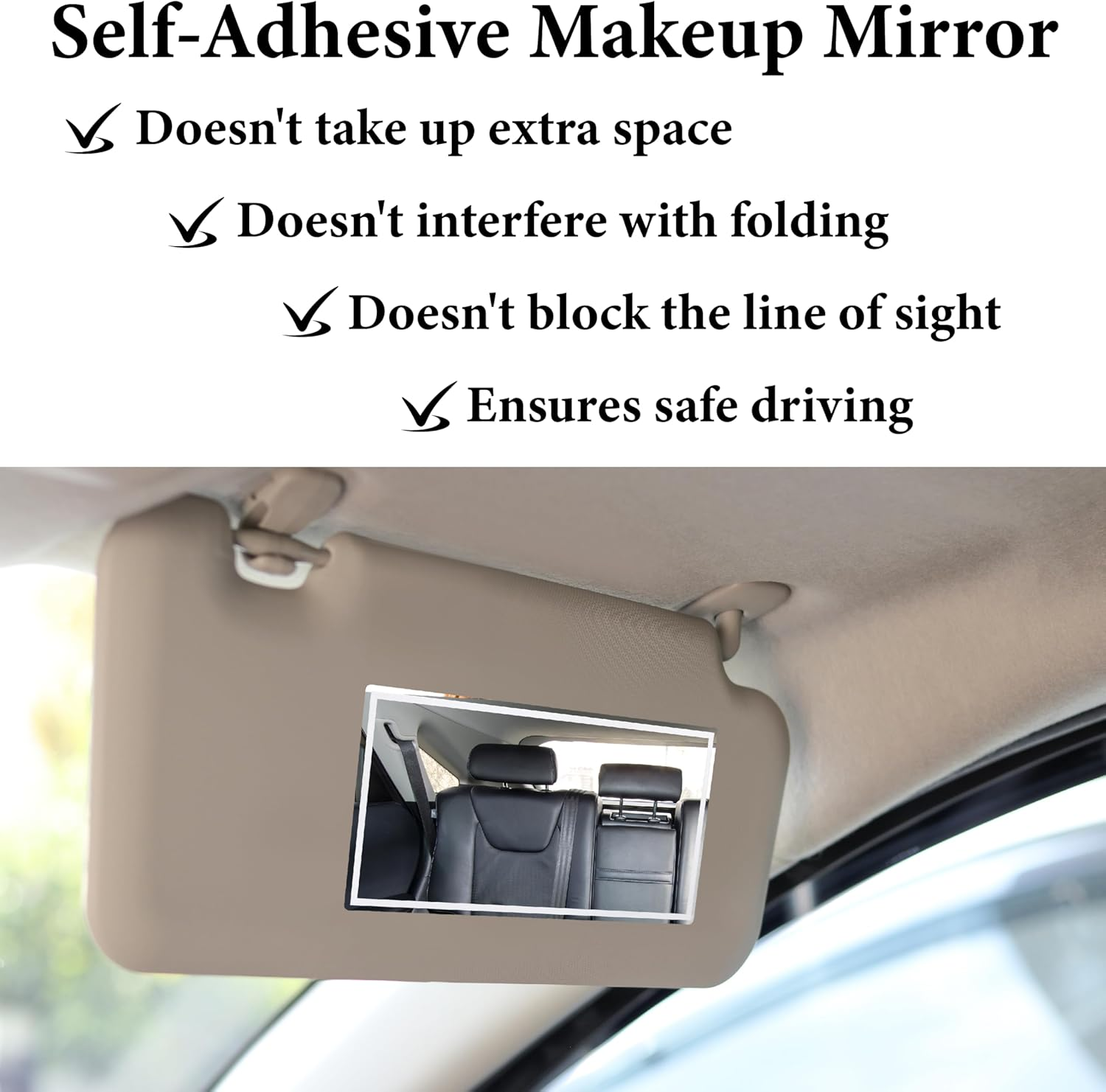 Car Sun Visor Mirror, HD 5.91"&times;3.15" Portable Car Vanity Mirror, Seatback Self-Adhesive Makeup Mirrors, Shatter-Proof Cosmetic Accessories for Automotive Truck SUV Vehicle image number 6