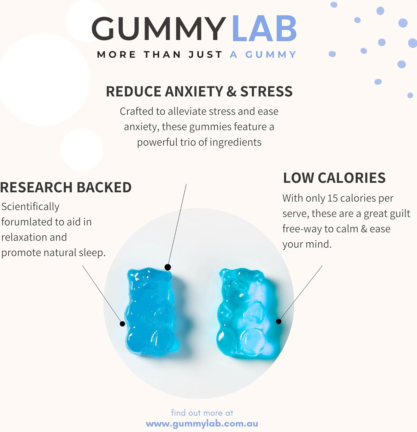 Sleep Gummies with Ashwagandha for Relaxation, Sleep & Calmness, Chewable Sleep Aid, 500Mg Clinical Sensoril Ashwagandha, 5Mg GABA, 4Mg Chamomile Extract, 15 Calories | Blueberry Flavour, 30 Serves image number 2