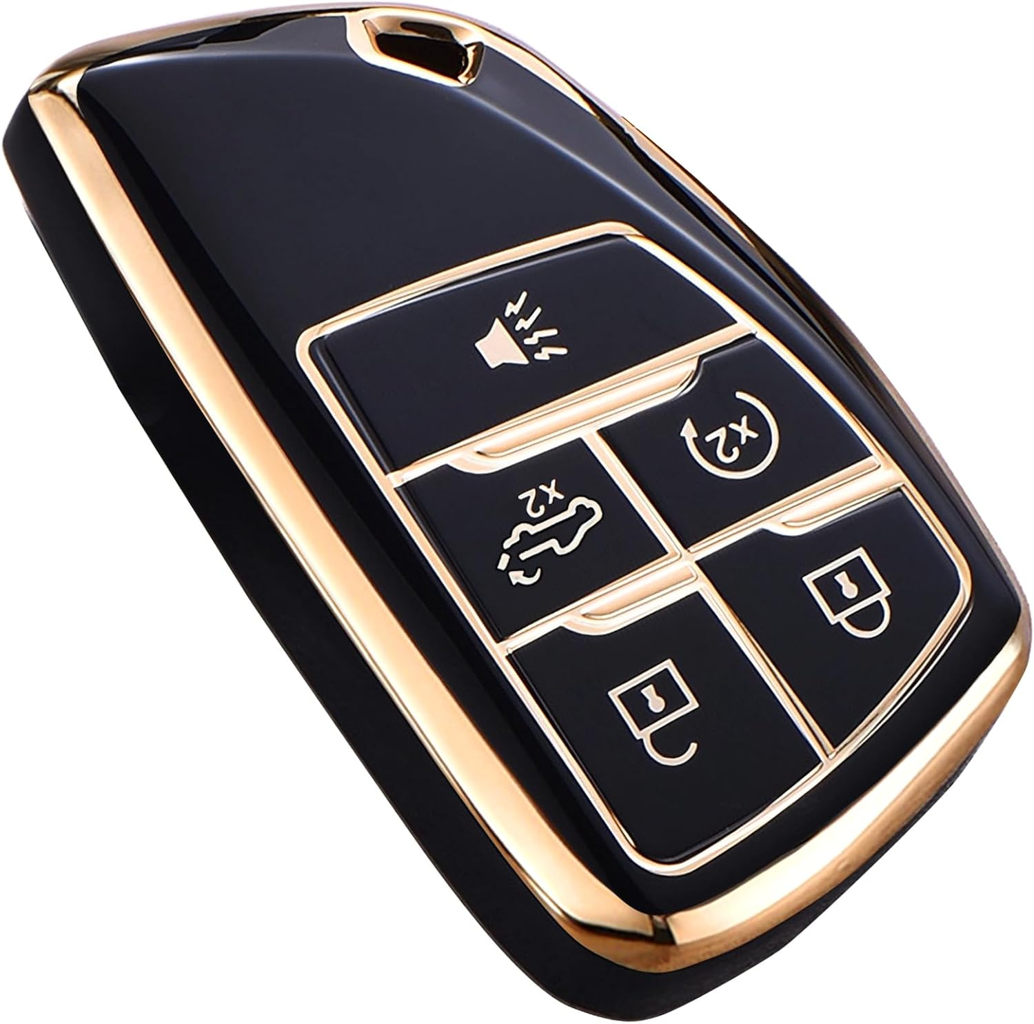 For Chevy GMC Key Fob Cover, for Silverado 1500 GMC Sierra 1500 2500HD 3500HD Buick Envision, Soft TPU Key Shell Case Remote Smart Key Holder（5 Buttons Black）