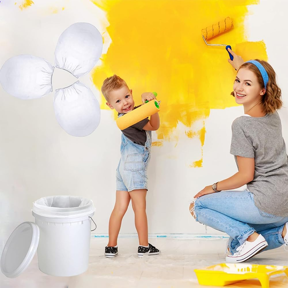 10 Pcs 5 Gallon Paint Strainer Bags, Elastic Top Opening,White Fine Mesh Filter Bag, Disposable Bag,Bucket Strainer Hydroponic Paint Filter Bag,For Use with Paint Guns and Sprayers