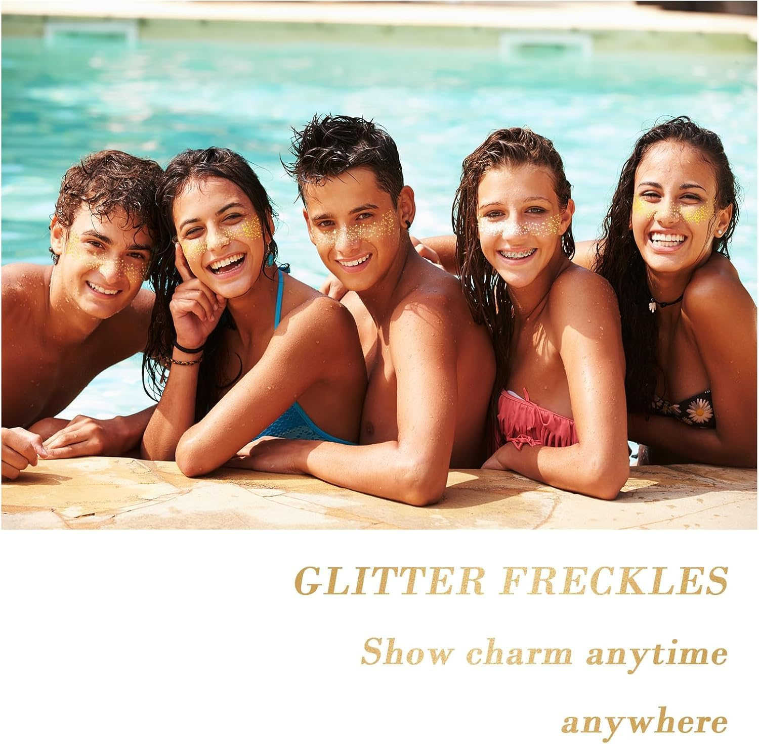 6Pcs Gold Face Makeup Patches, Glitter Freckles Face Tattoo, Glitter Freckles, Sparkle Makeup Patches, Waterproof Face Glitter Speckles Patches for Women image number 6