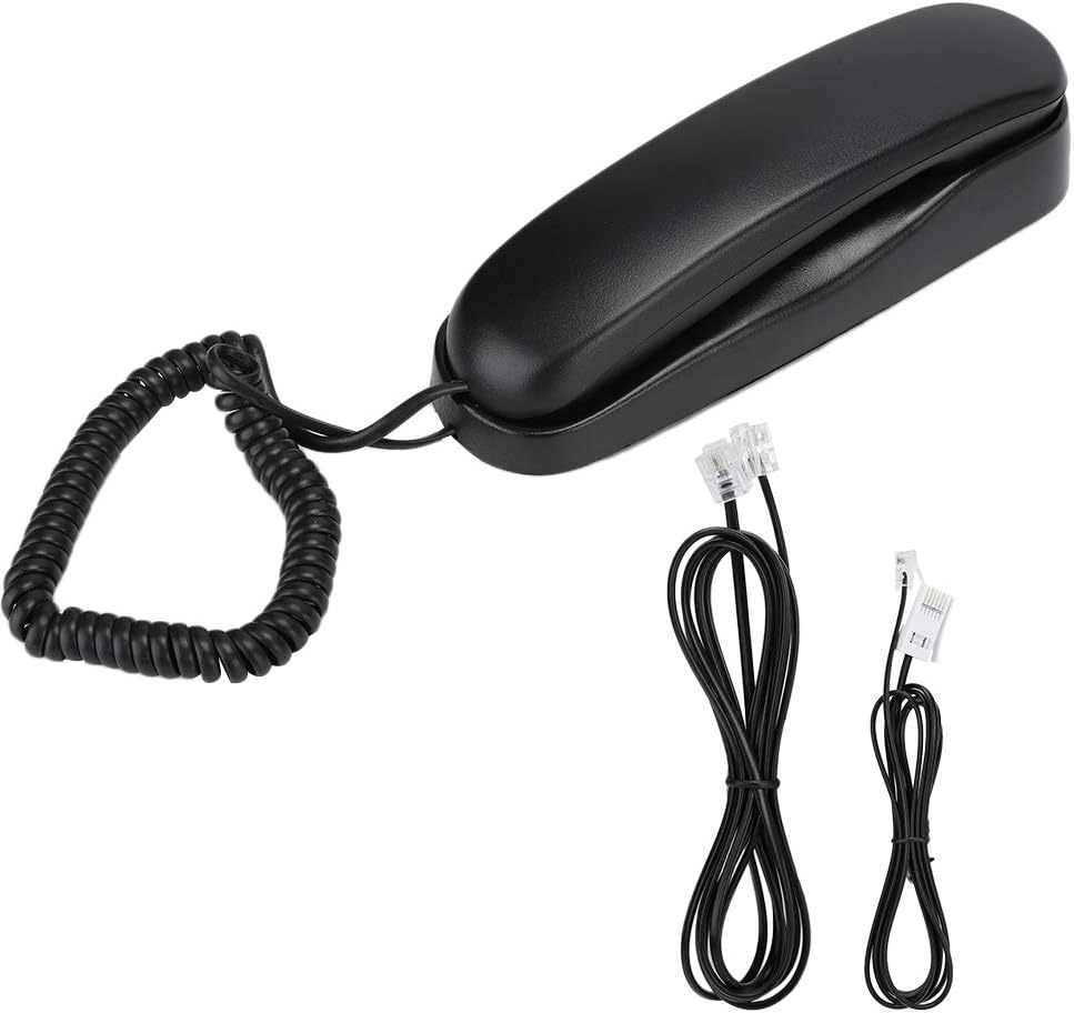 Corded Telephone, Wall Mount Portable Landline Phone Clear Sound Quality Curve Design with 150Cm Cable for Home and Office