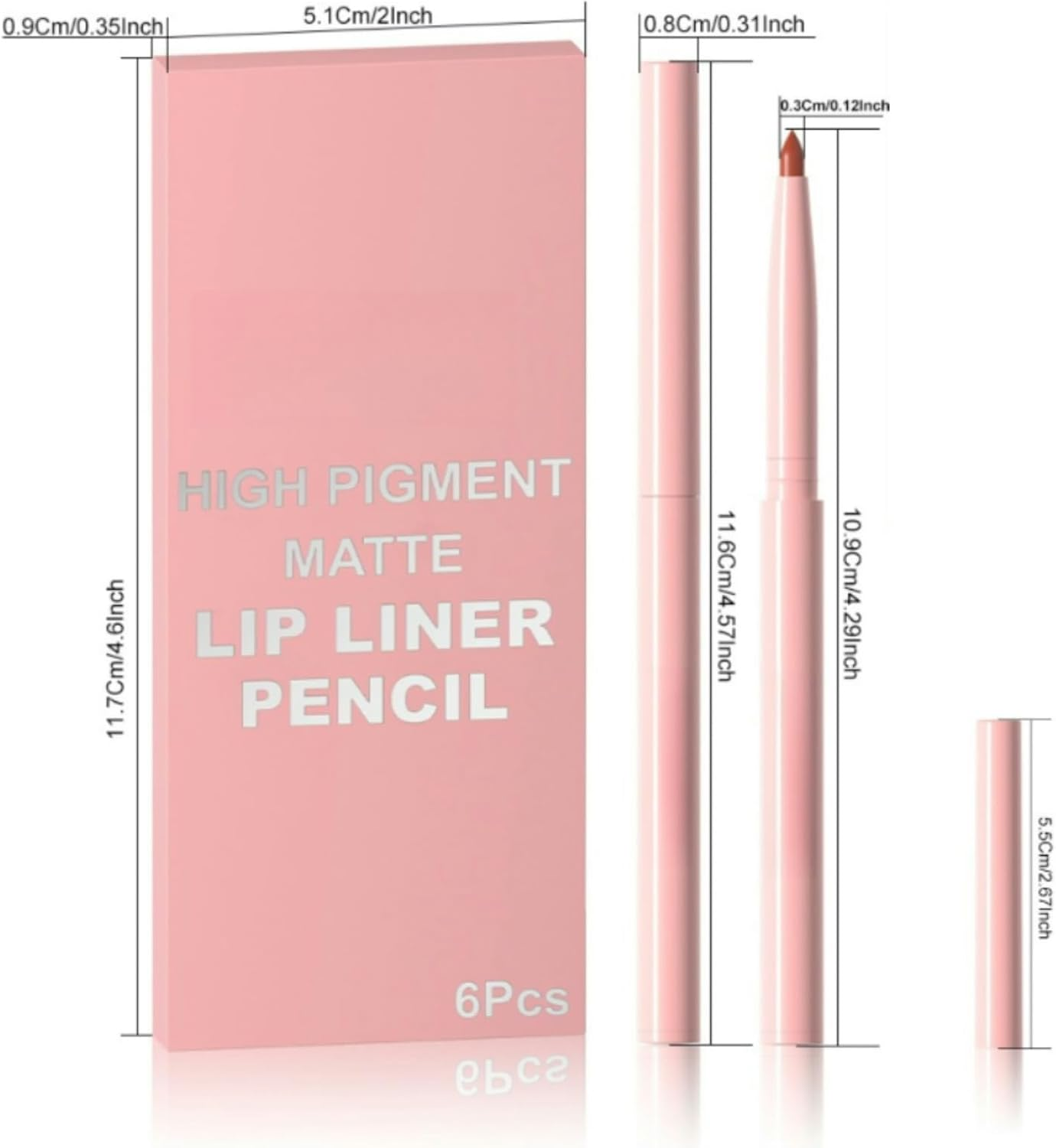 6 Colors Brown Lip Liner Set for Women - Dark Red Nude Waterproof Lip Liner Pencils for Defining & Filling Lips, Long-Lasting Smooth Lip Makeup, High Pigmented Pack