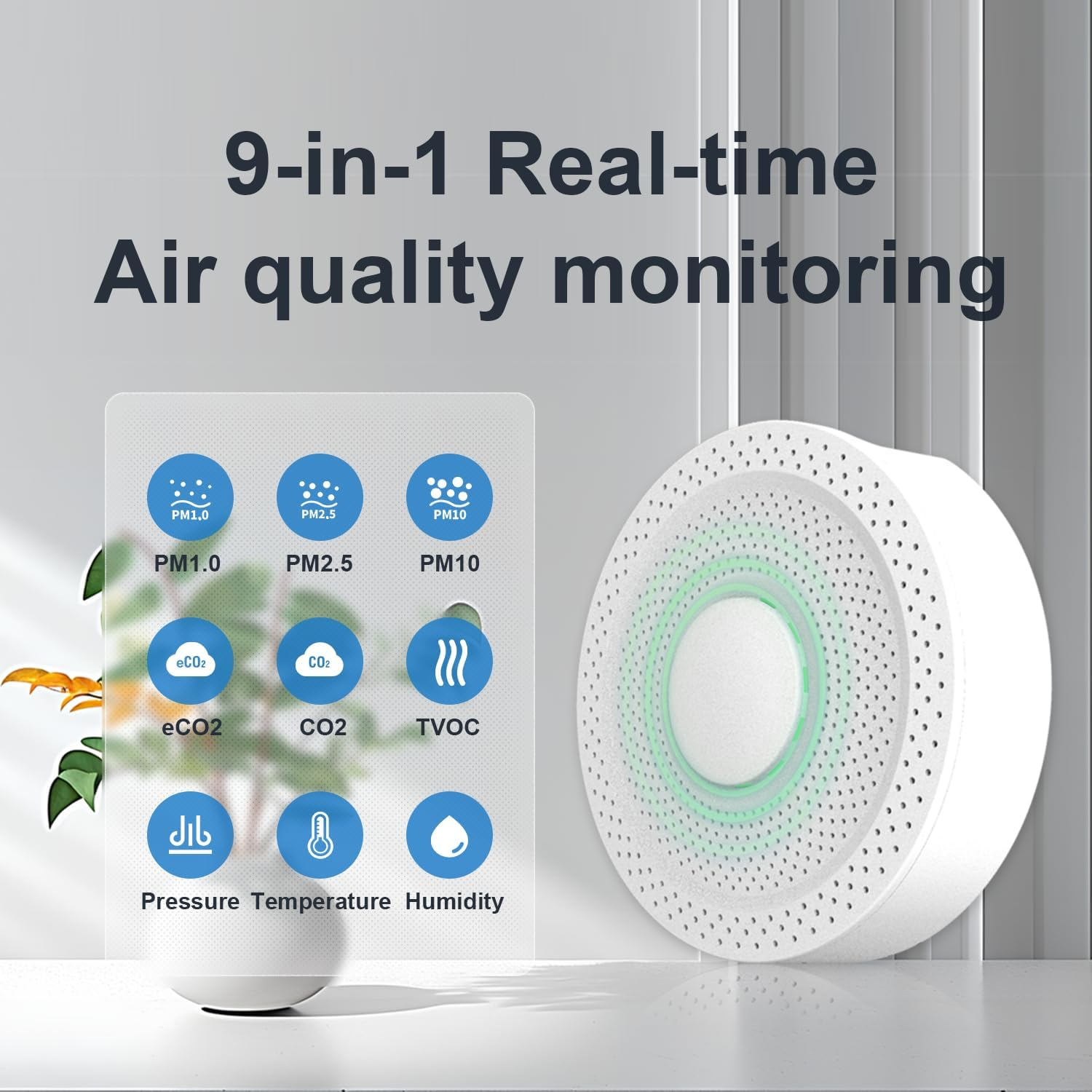 Ubibot AQS1 9-In-1 Air Quality Monitor - PM1/2.5/10, TVOC, Co2/Co2E, Temperature & Humidity, Multiple Alerts, Wifi/Rs485 Connectivity, Free Public Cloud Platform, Support Local Network Deployment. image number 3