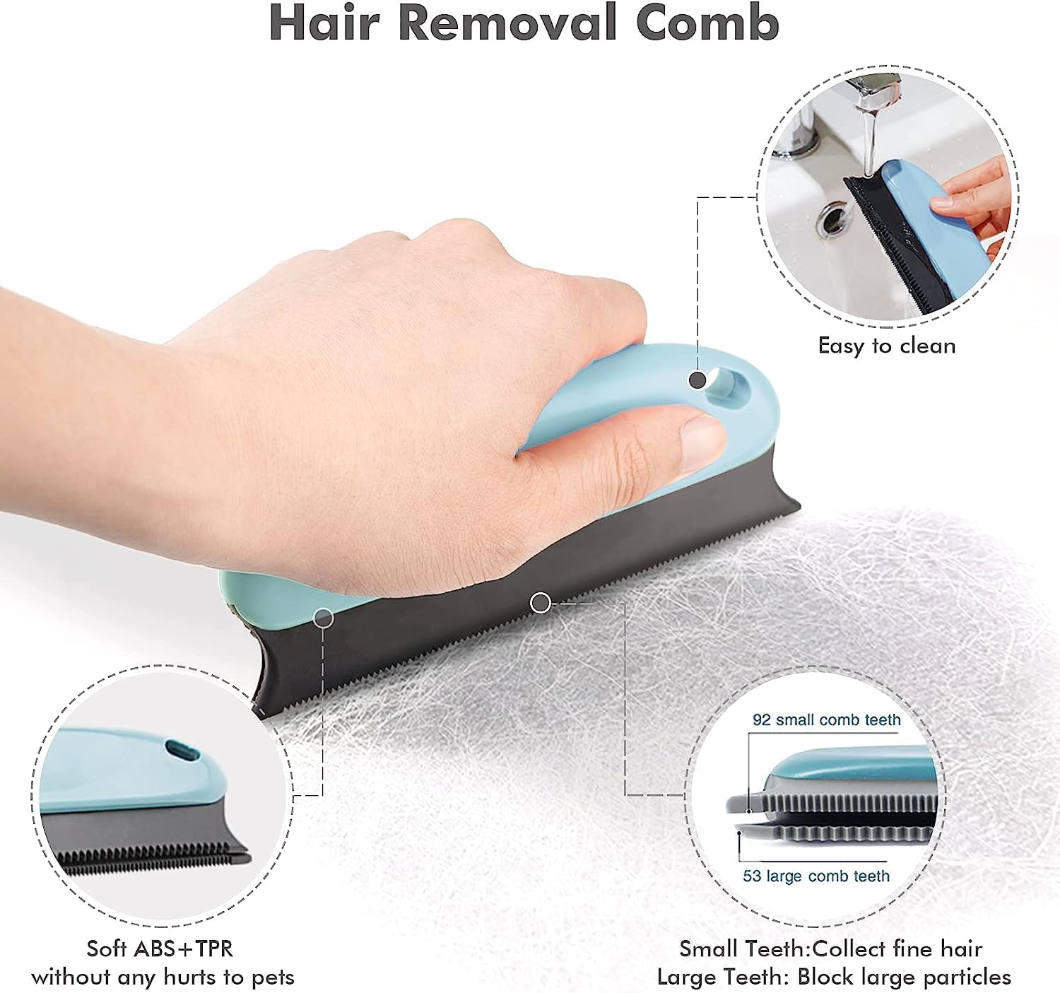 VT- Self-Cleaning Cat Brush for Long or Short Hair - Effective Grooming and Shedding Tool (Blue) - Blue image number 5