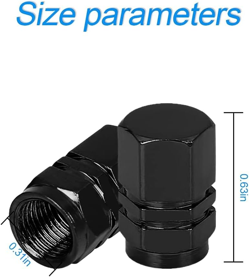 4 PCS Tire Stem Valve Caps Wheel Valve Covers Car Dustproof Tire Cap, Leak-Proof Air Protection Fits Cars, Trucks, Bikes, Motorcycles, Bicycles, Hexagon Shape Design (Black) - Gold image number 7