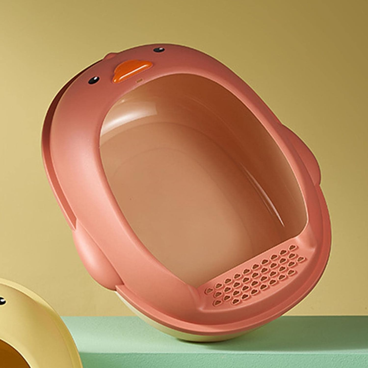 Cat Litter Boxes Indoor Cats Semi Open Portable Cartoon Duck Shape Cat Litter Pan Cat Sandbox Cat Bedpan for Sand Box Supplies Rabbit Kitty, Green (Color : Pink)