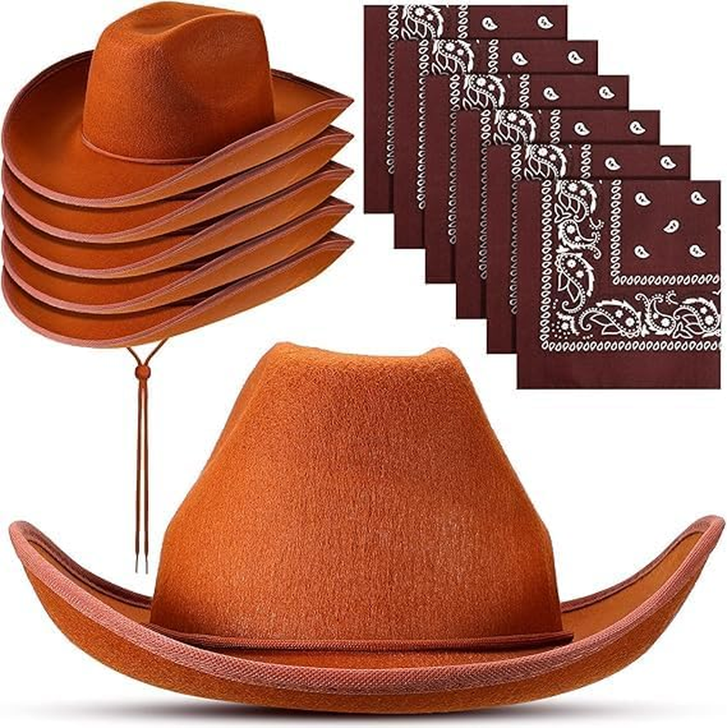 Miners2000 12 Pcs Adult Cowboy Hat for Women and Men Western Cowgirl Hats with Adjustable Drawstring and Cowboy Party Paisley Bandana