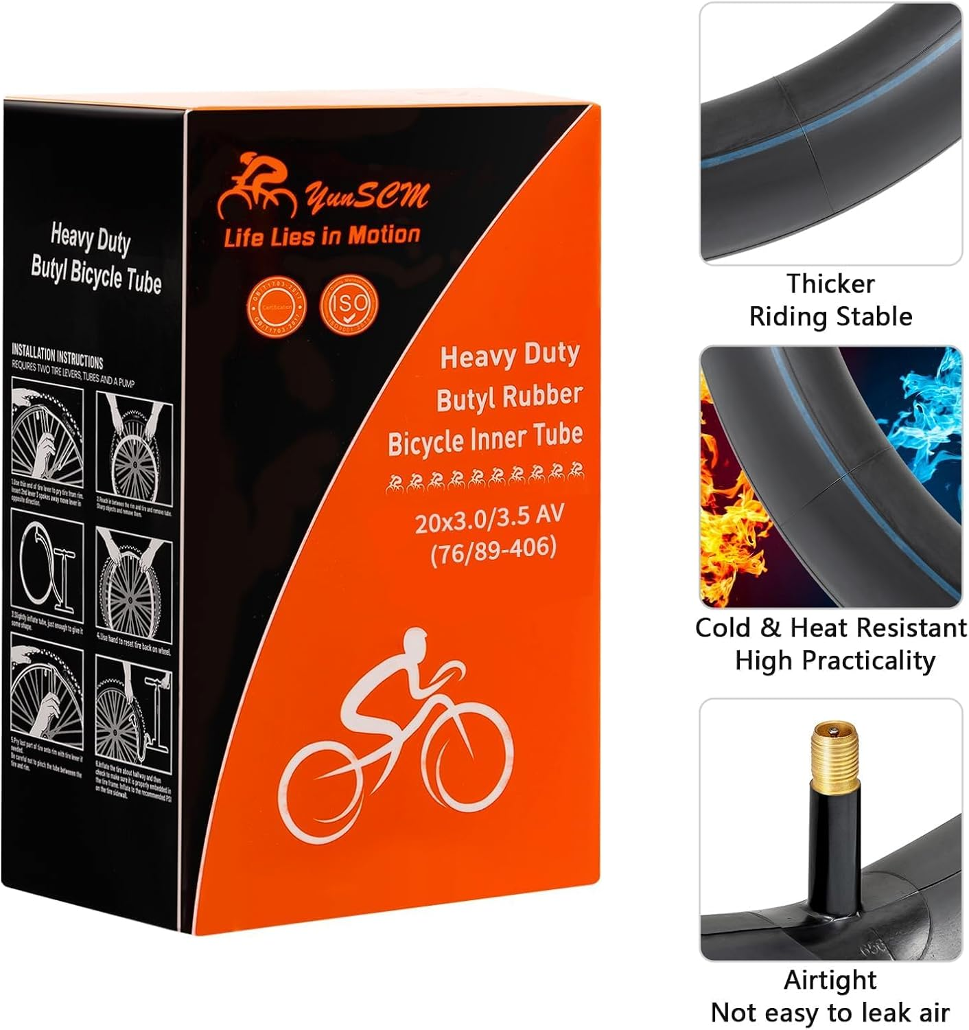 Yunscm 2 Pcs,20X3.0 Tube,20X3.0 Fat Bike Tubes Heavy Duty,Schrader Valve 32Mm,20X3.0/3.5 Bike Inner Tubes,Fat Bicycle Tube 20 3.0,Mountain Bike Tube 20 3.0,20X3.5 Bike Tubes,Fat Bike Tube 20 Inch 3.0 image number 1