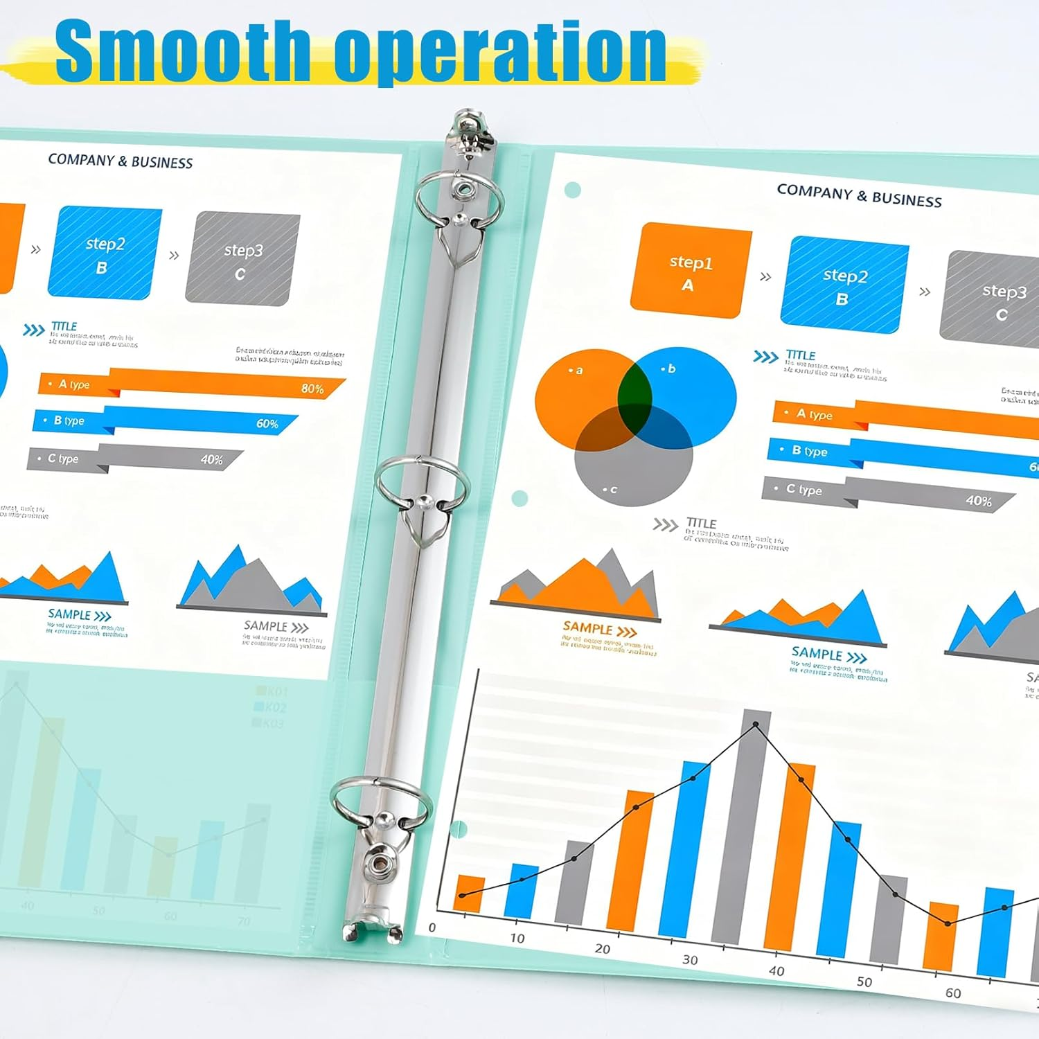 PUREZON 4 Pack 1 Inch 3 Ring Binders,Clear View Cover with 2 inside Pockets, Fits 8.5" X 11" Letter Size,Holds 200 Sheets,Clear View Binder for School,Home,Office Supplies (4 Pastel Colors) image number 4