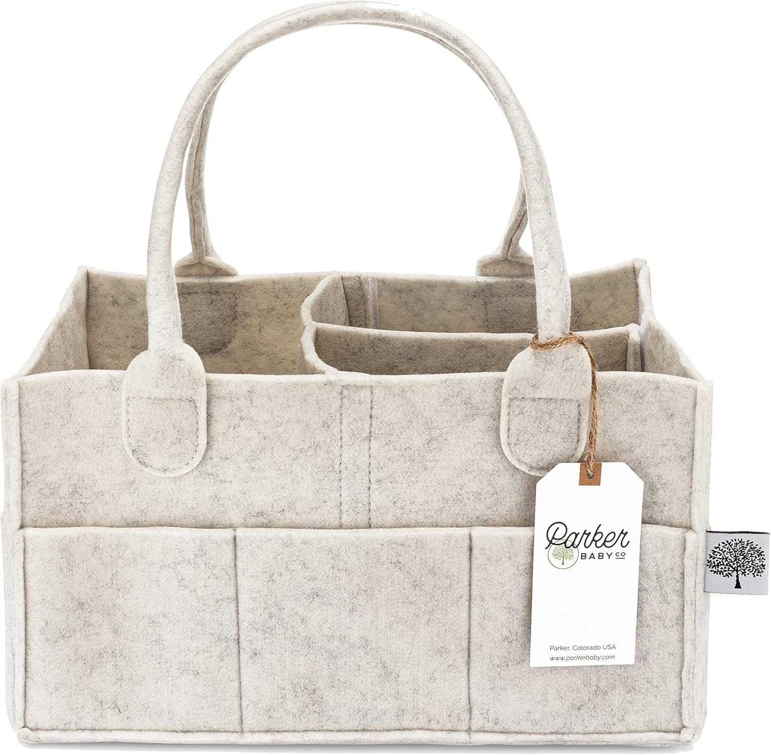 Parker Baby Diaper Caddy - Nursery Storage Bin and Car Organizer for Diapers and Baby Wipes - Sage Green, Large