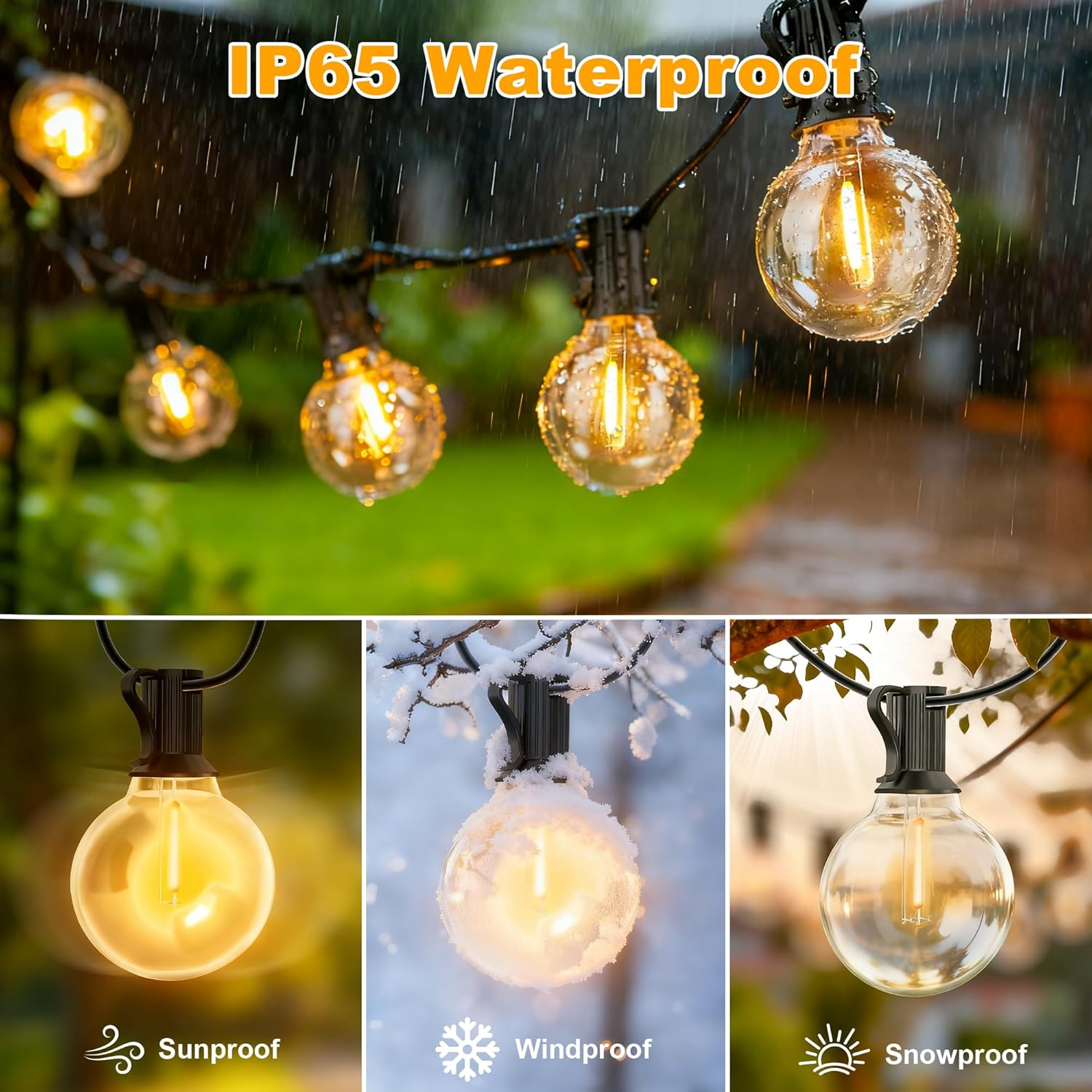 Cozylady Festoon Lights Outdoor 15+2M, String Light with 25+2 G40 Waterproof Shatterproof Bulbs, Plug-In Outdoor Light, Fairy Light for Garden Yard Wedding Party Balcony image number 1