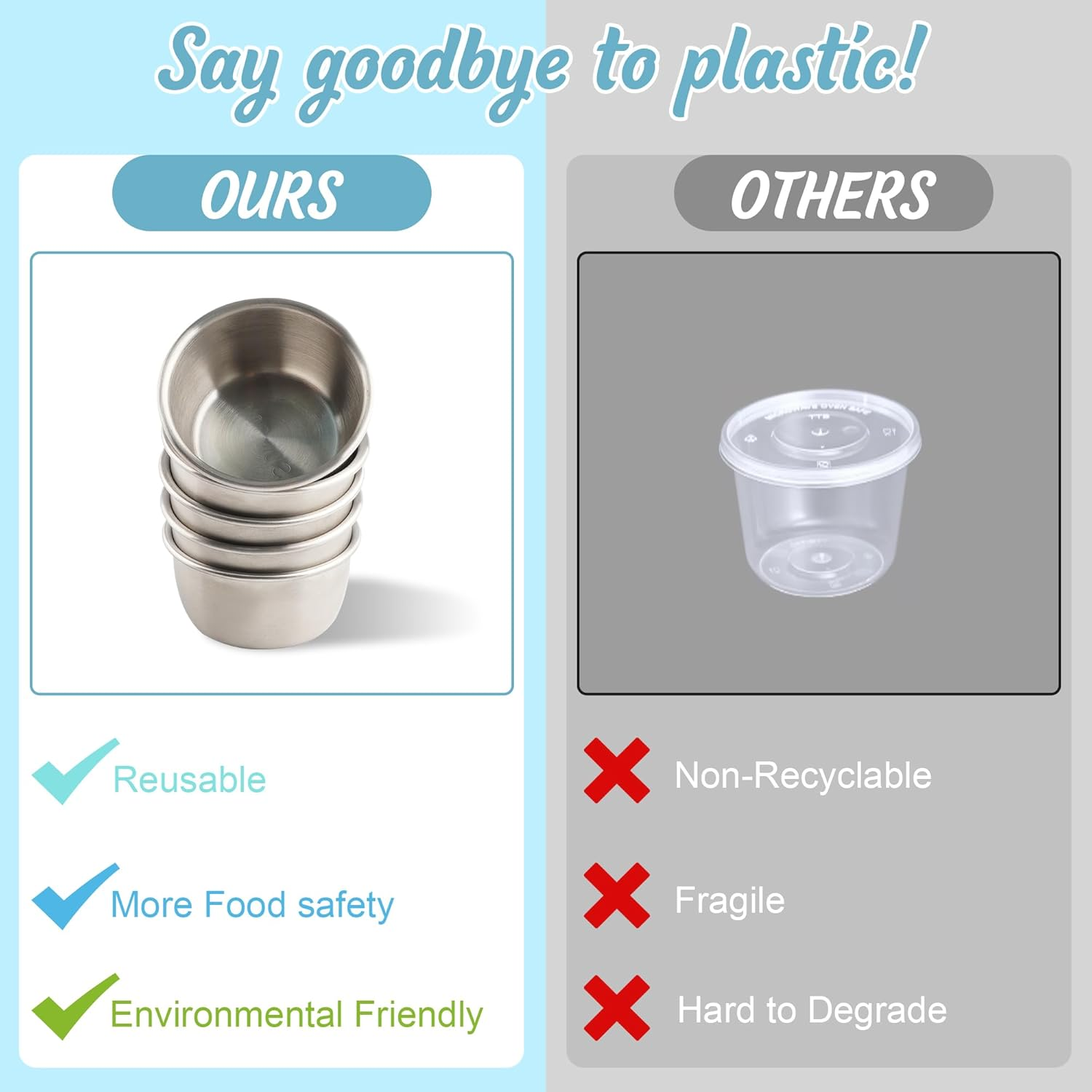 6X1.6 Oz Salad Dressing Containers with Lids, Small Leakproof Reusable Stainless Steel Salad Dressing Container to Go for Lunch Boxes,Sauce Containers, Picnics,Travel Meal Prep and Kitchen Storage. image number 4