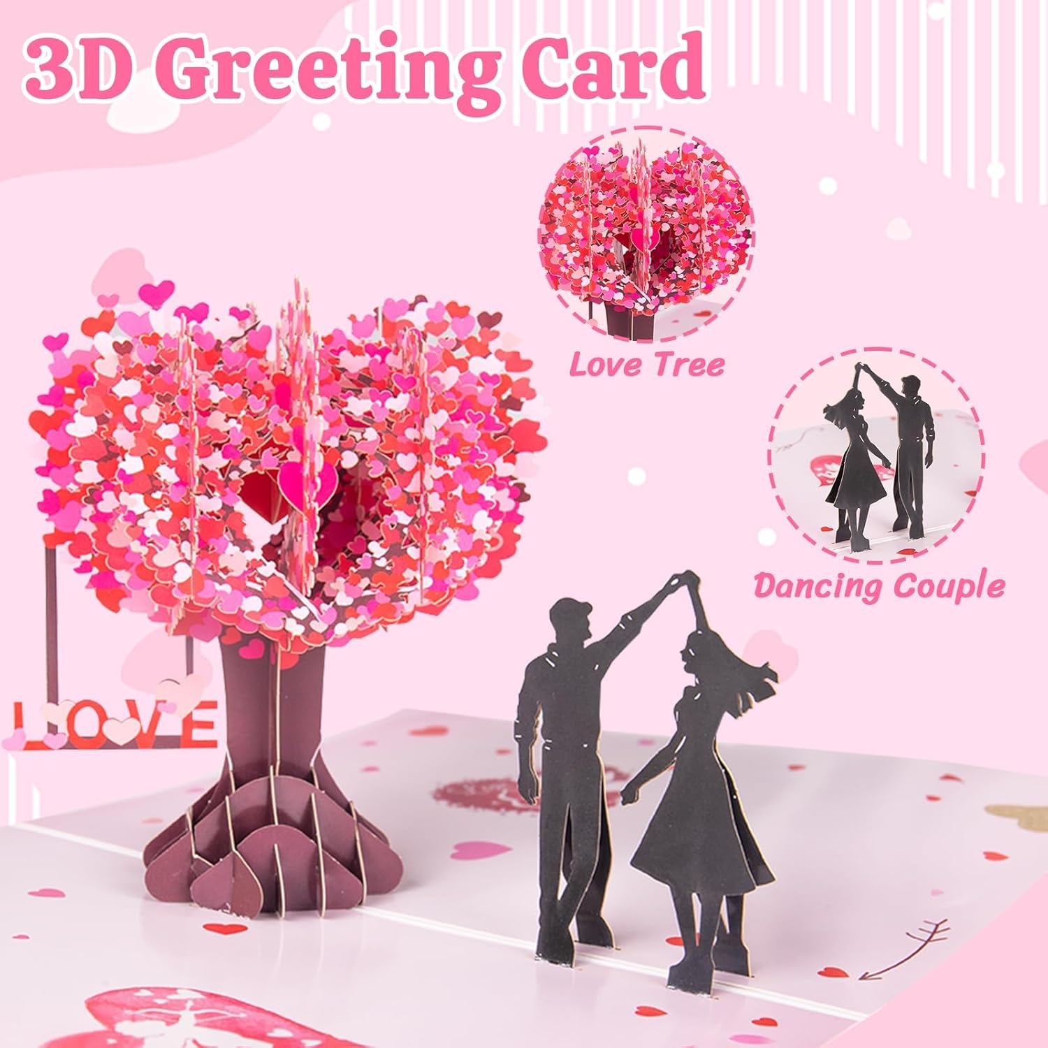 Rose Pop up Card, Mothers Day Card, Happy Anniversary 3D Card, Rose Flower Greeting Card, Birthday Card with Envelope for Mother'S Day, Valentine'S Day, Wedding, for Women, Men, Family, Friends image number 3
