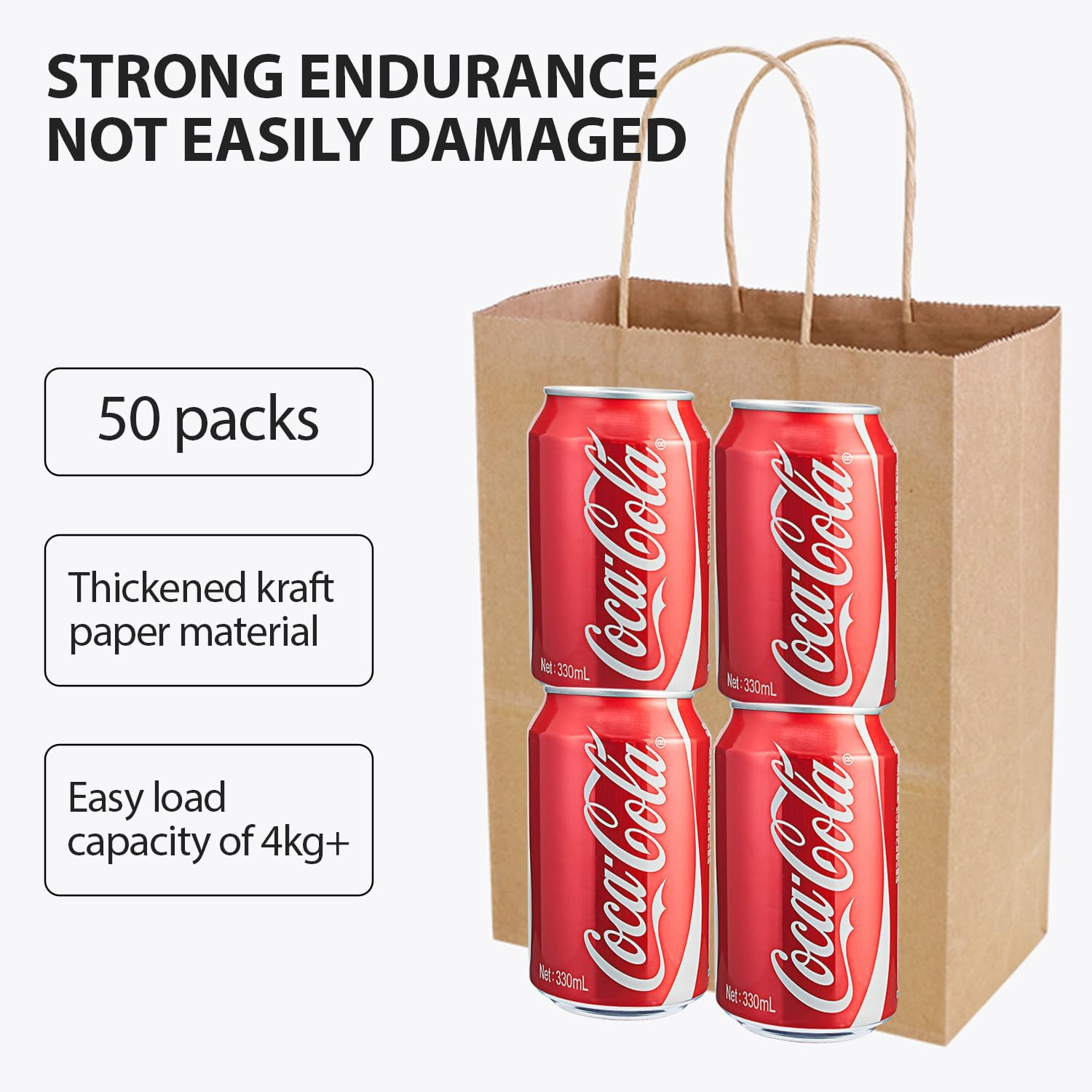 H HOME-MART Party Bags,50 Pack Brown Paper Bags with Handles,21 * 11 * 27Cm,Bulk Kraft Paper Bags Craft Gift Bags for Christmas Birthday Party Favors Grocery Retail Shopping Business Goody image number 1