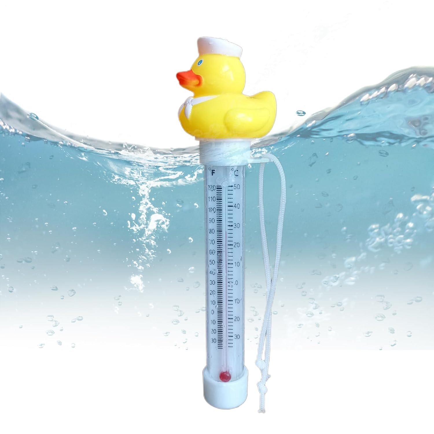 Pool Thermometer Floating Duck,Easy Read Swimming Pool Thermometer with String, Cute Duck Pools Temperature Gauge, Water Temperature Thermometers, for Ice Bath, Cold Plunge, Spa, Pond, Hot Tub, Bath - Navy Duck image number 5