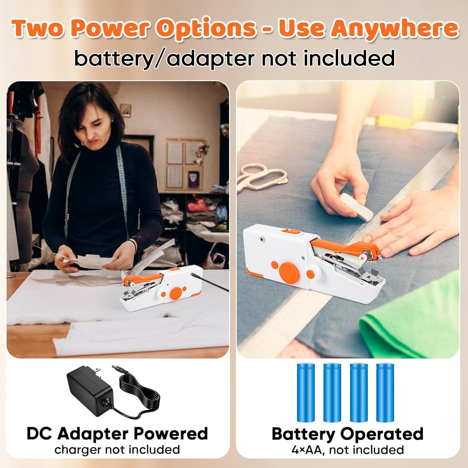 Handheld Sewing Machine for Beginners, Portable Mini Sewing Machine with Two Powered Supply Modes,Simple Operation, Quick Stitching for Home & Travel & DIY image number 3